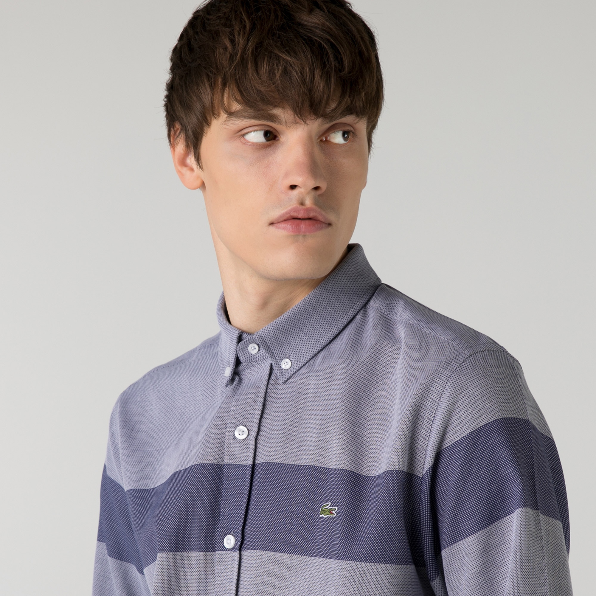 Lacoste Erkek Regular Fit Renk Bloklu Lacivert Gömlek