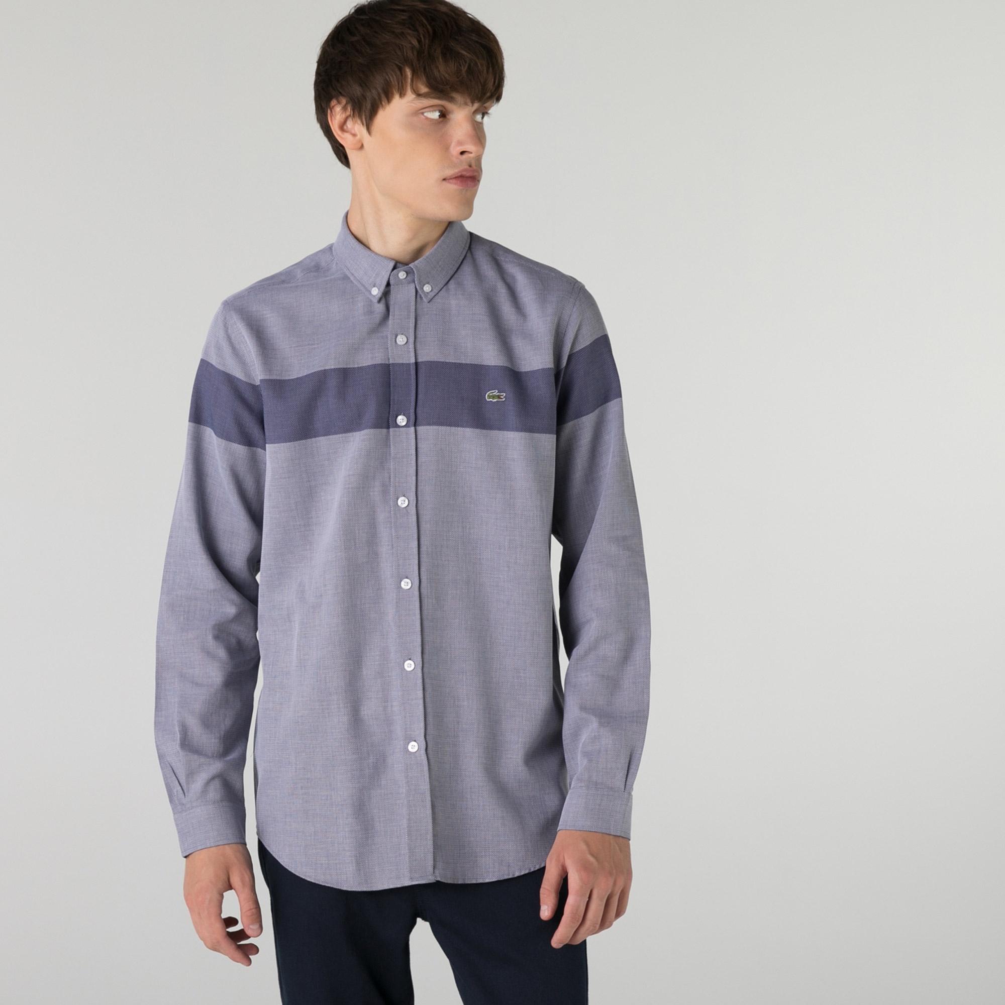 Lacoste Erkek Regular Fit Renk Bloklu Lacivert Gömlek