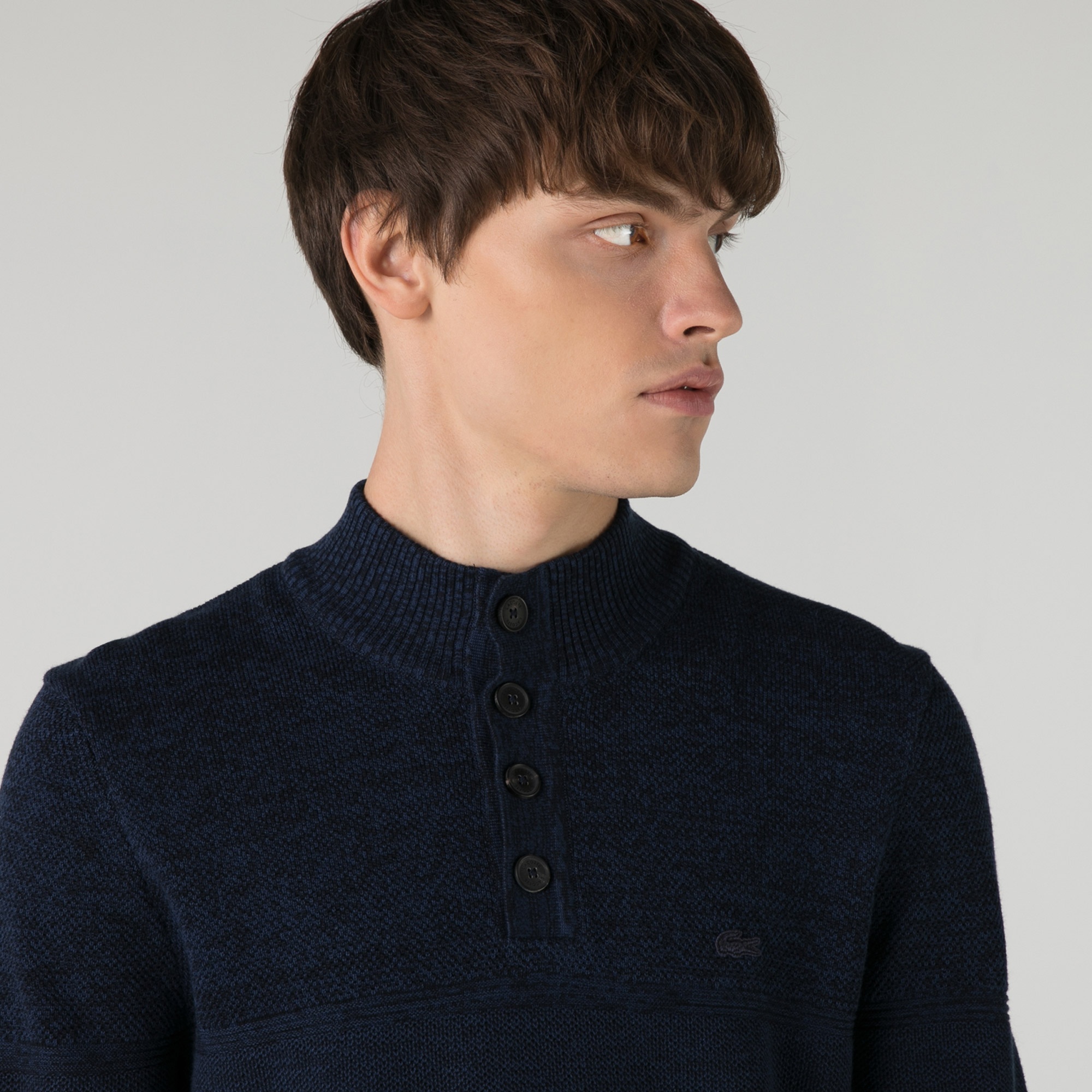 Lacoste Erkek Regular Fit Düğmeli Yaka Lacivert Kazak