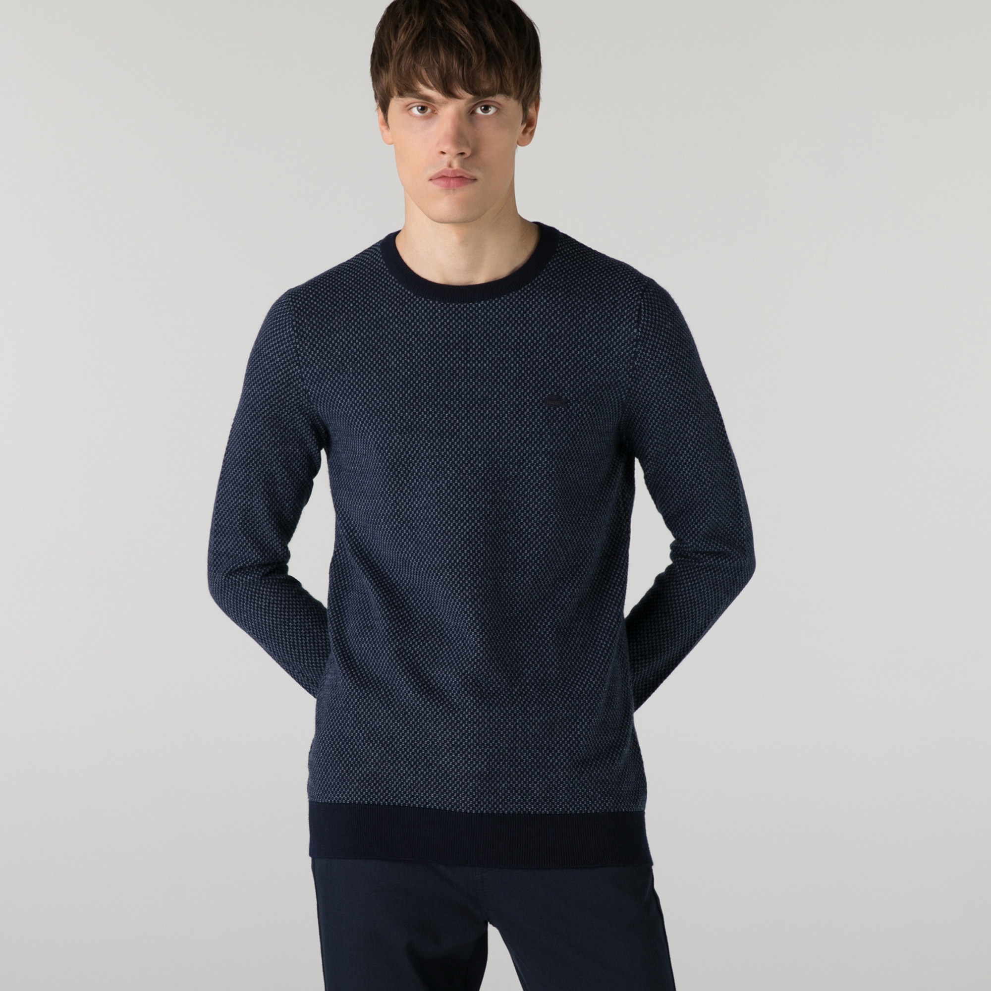 Lacoste Erkek Regular Fit Bisiklet Yaka Lacivert Kazak