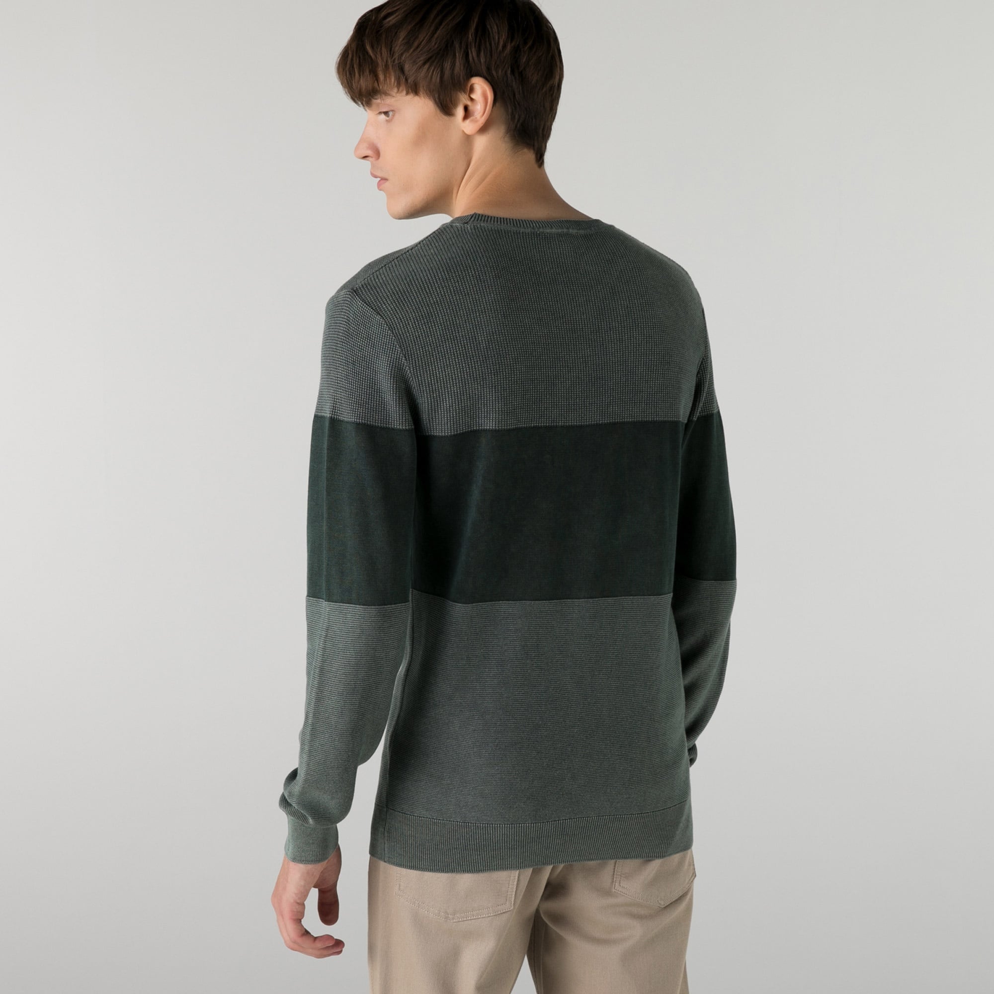 Lacoste Erkek Regular Fit Bisiklet Yaka Renk Bloklu Yeşil Kazak