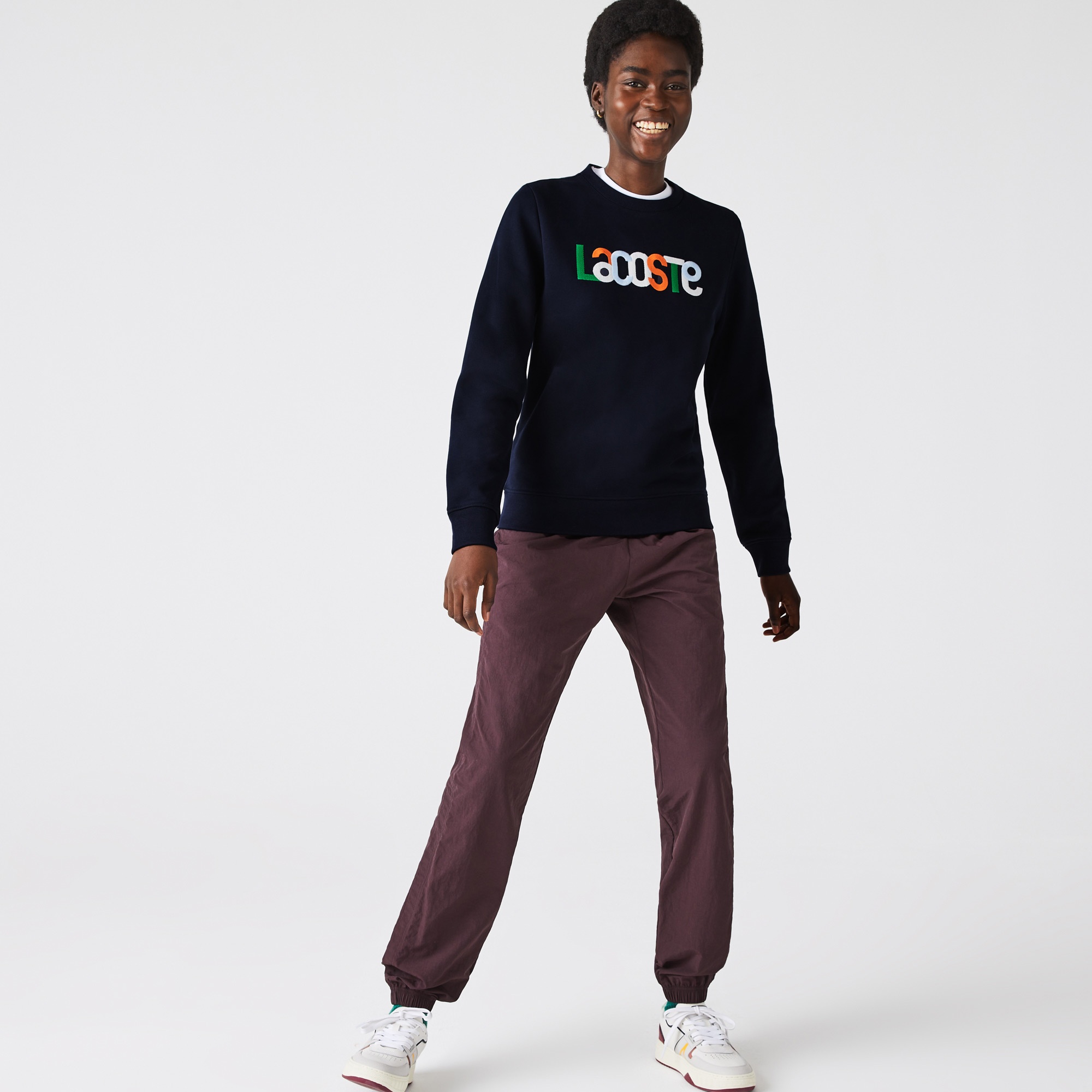 Lacoste Kadın Regular Fit Bisiklet Yaka Desenli Lacivert Sweatshirt