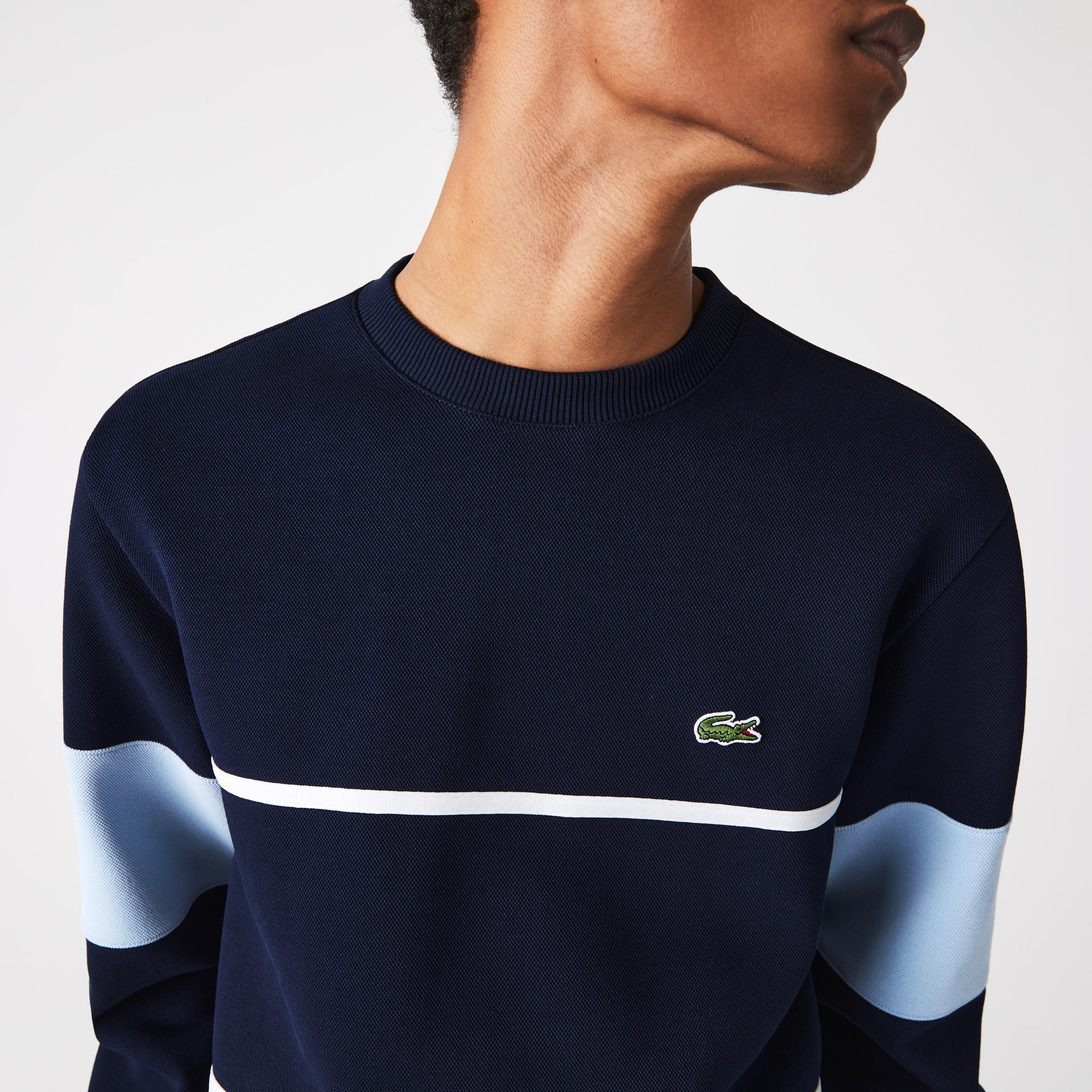 Lacoste Heritage Erkek Classic Fit Bisiklet Yaka Renk Bloklu Lacivert Sweatshirt