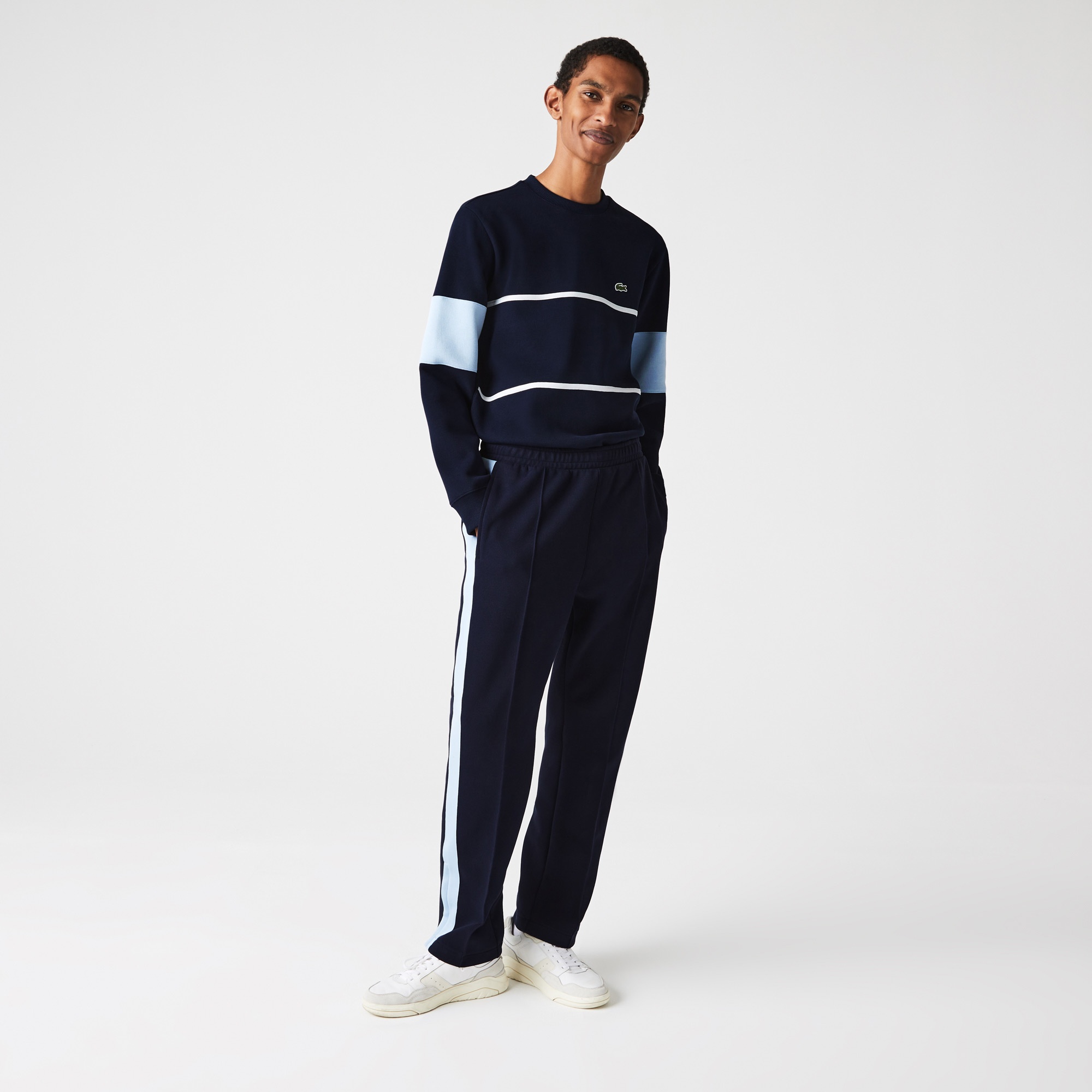 Lacoste Heritage Erkek Classic Fit Bisiklet Yaka Renk Bloklu Lacivert Sweatshirt