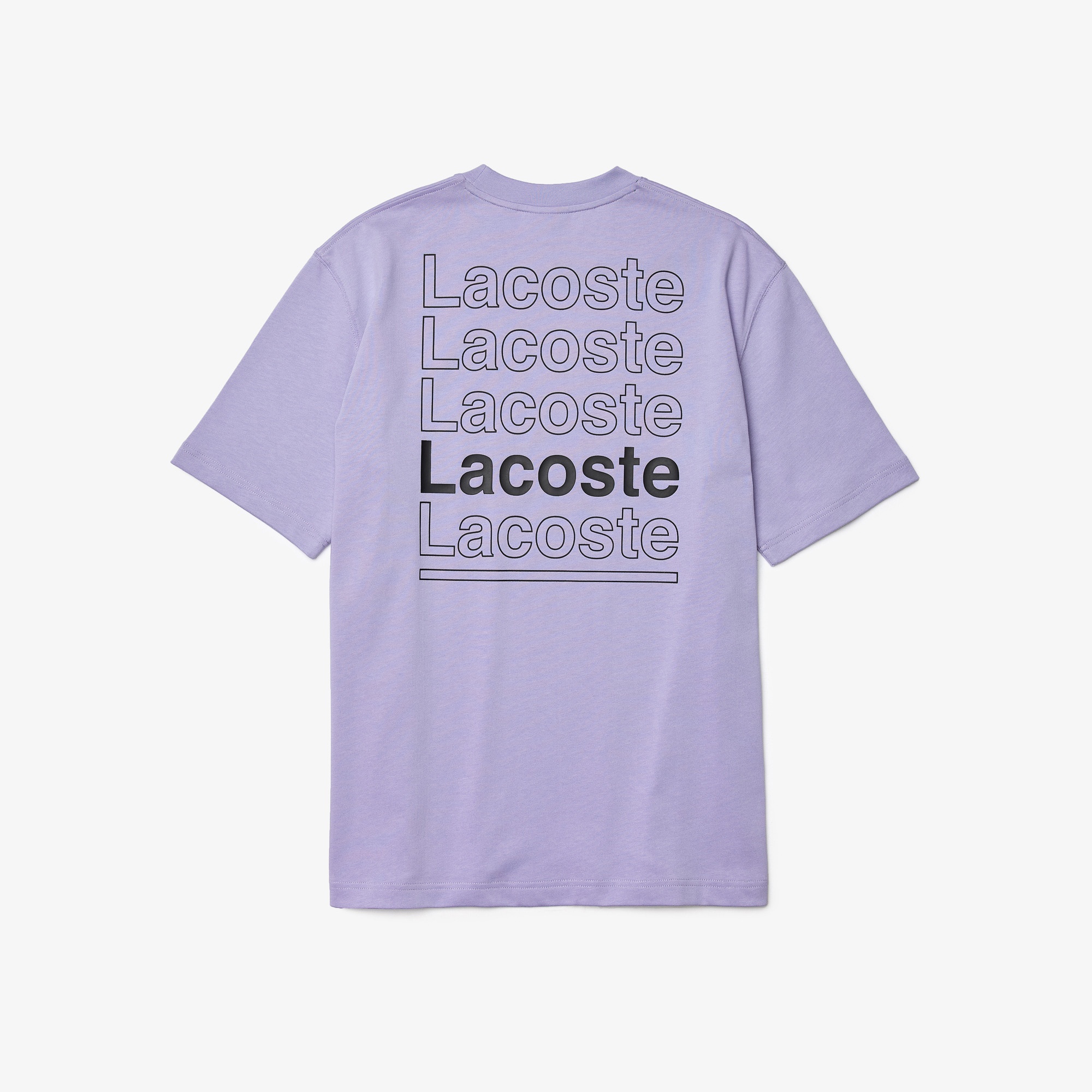 Lacoste L!VE Erkek Relaxed Fit Bisiklet Yaka Baskılı Mor T-Shirt