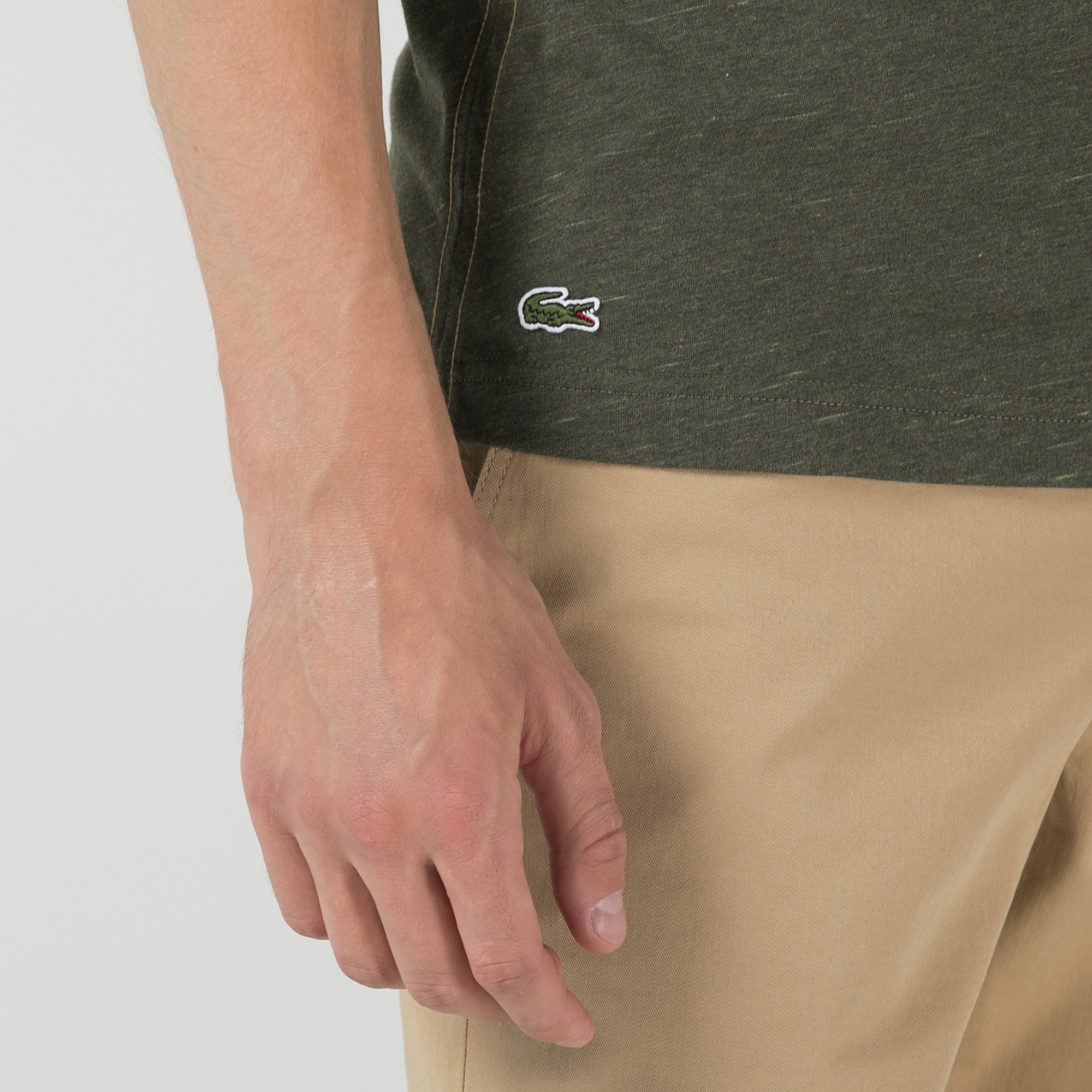 Lacoste Erkek Slim Fit Bisiklet Yaka Baskılı Haki T-Shirt