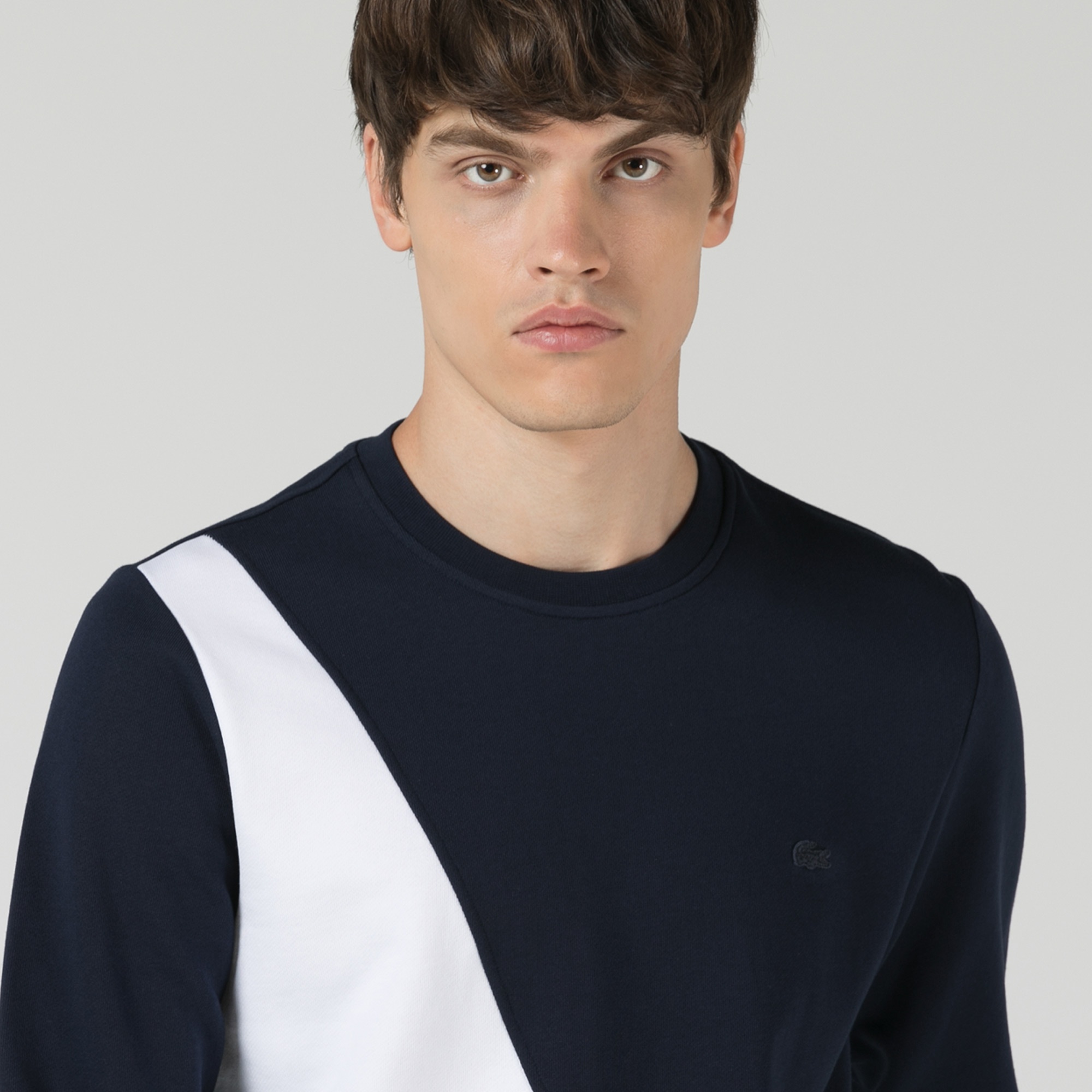 Lacoste Erkek Slim Fit Bisiklet Yaka Renk Bloklu Lacivert Sweatshirt