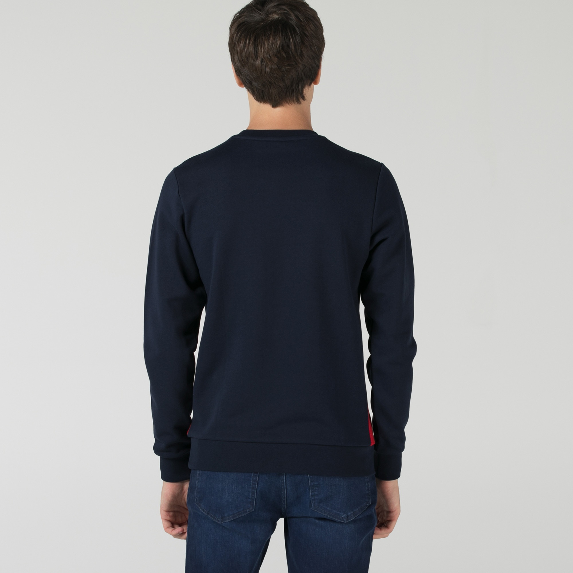 Lacoste Erkek Slim Fit Bisiklet Yaka Renk Bloklu Lacivert Sweatshirt