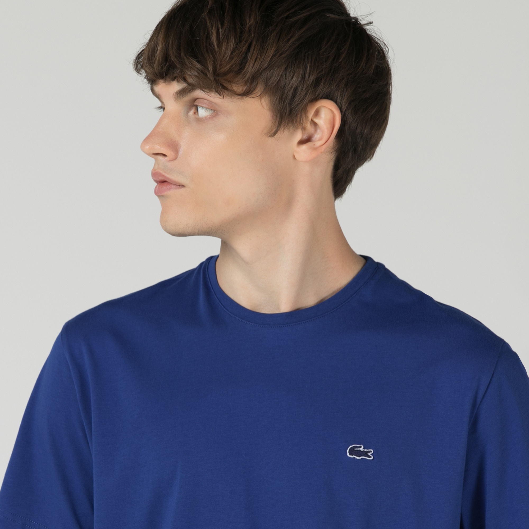 Lacoste Erkek Relaxed Fit Bisiklet Yaka Baskılı Mavi T-Shirt