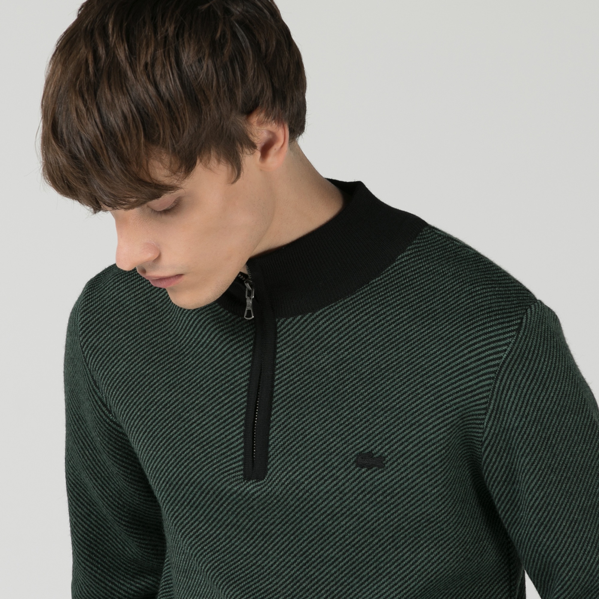 Lacoste Erkek Regular Fit Boğazlı Yaka Siyah Kazak