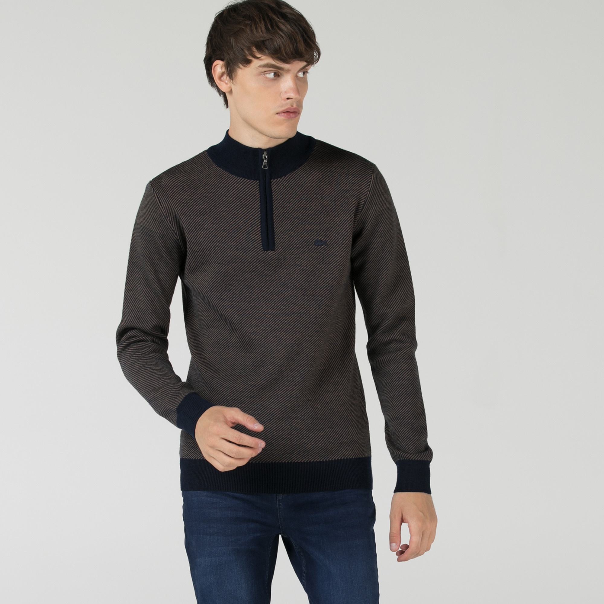 Lacoste Erkek Regular Fit Boğazlı Yaka Lacivert Kazak