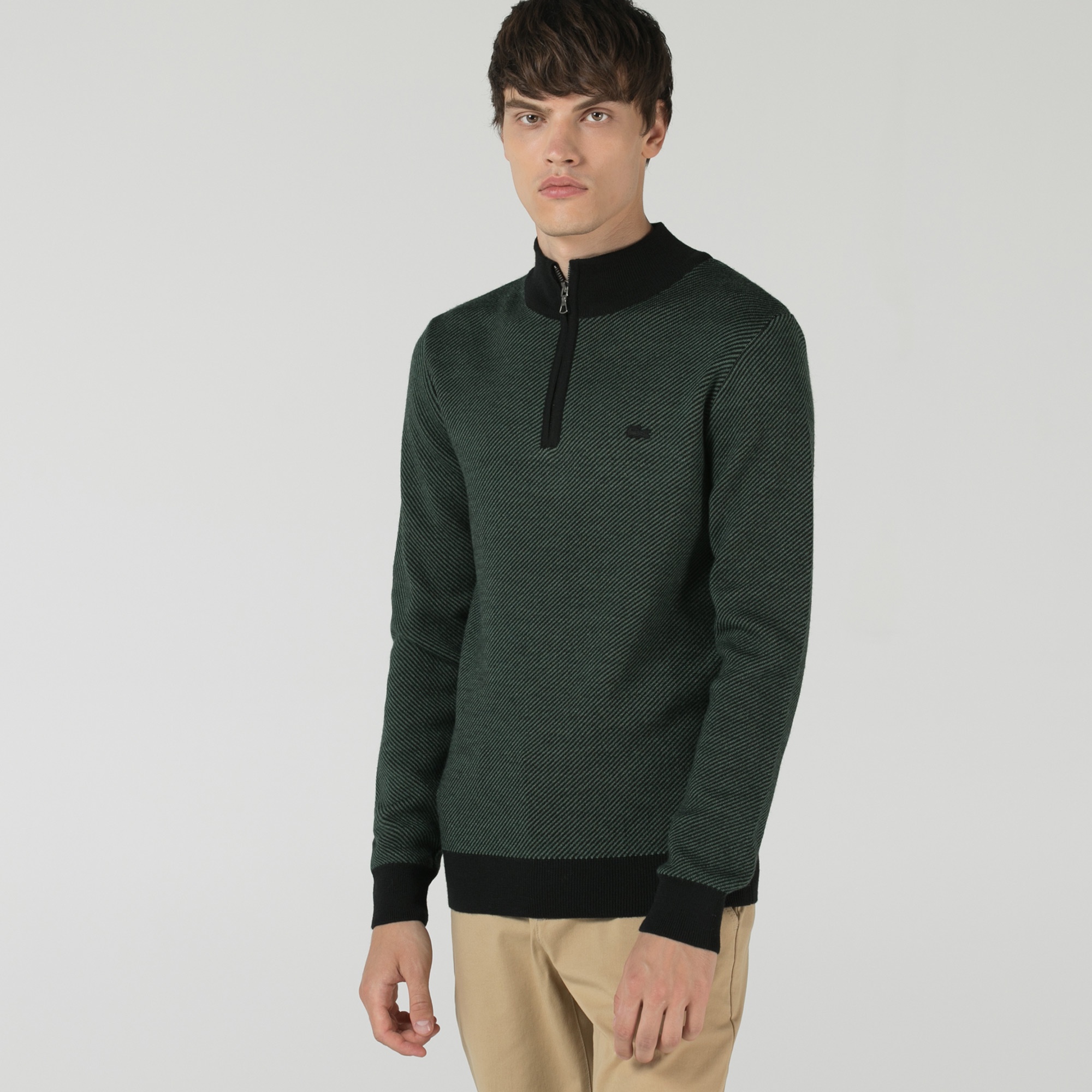 Lacoste Erkek Regular Fit Boğazlı Yaka Siyah Kazak