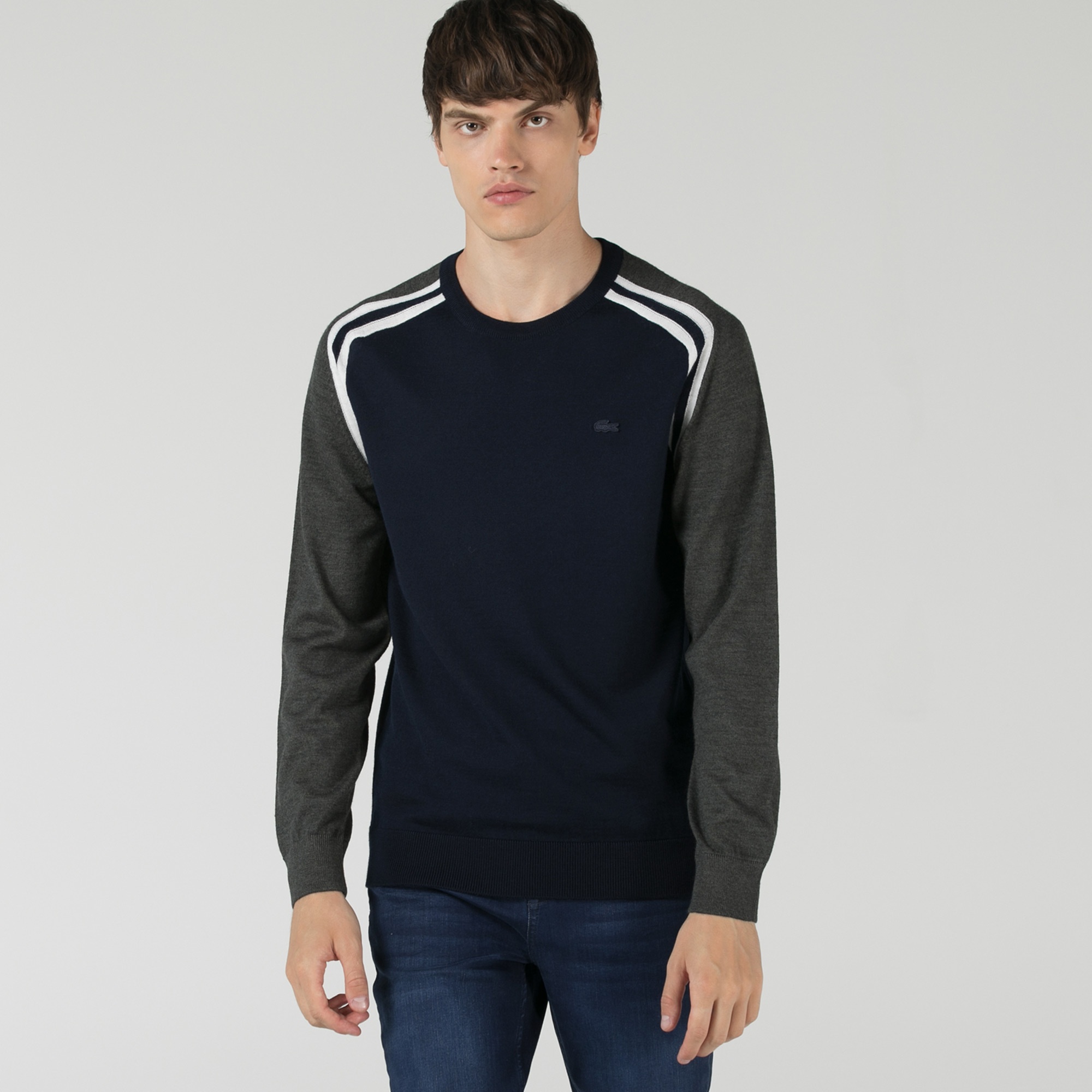 Lacoste Erkek Regular Fit Bisiklet Yaka Lacivert Kazak