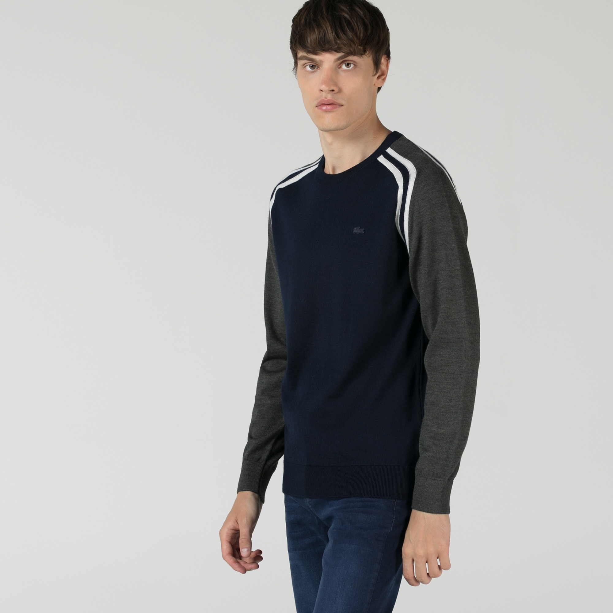 Lacoste Erkek Regular Fit Bisiklet Yaka Lacivert Kazak