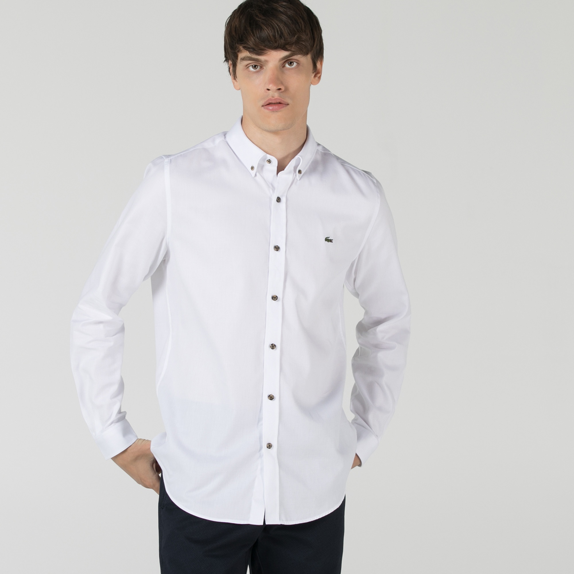 Lacoste Erkek Slim Fit Beyaz Gömlek