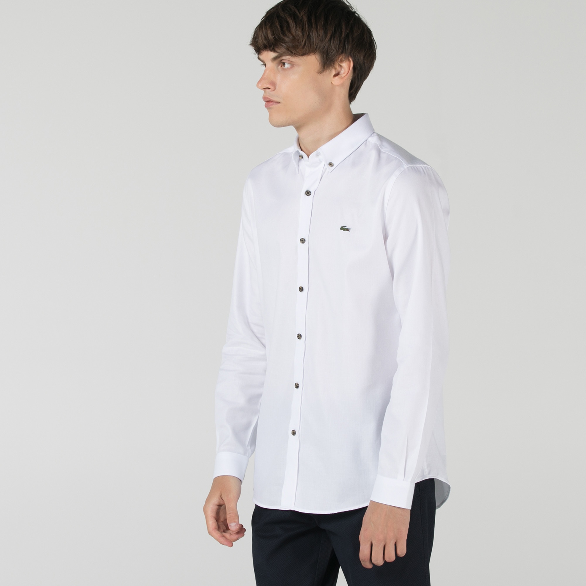 Lacoste Erkek Slim Fit Beyaz Gömlek