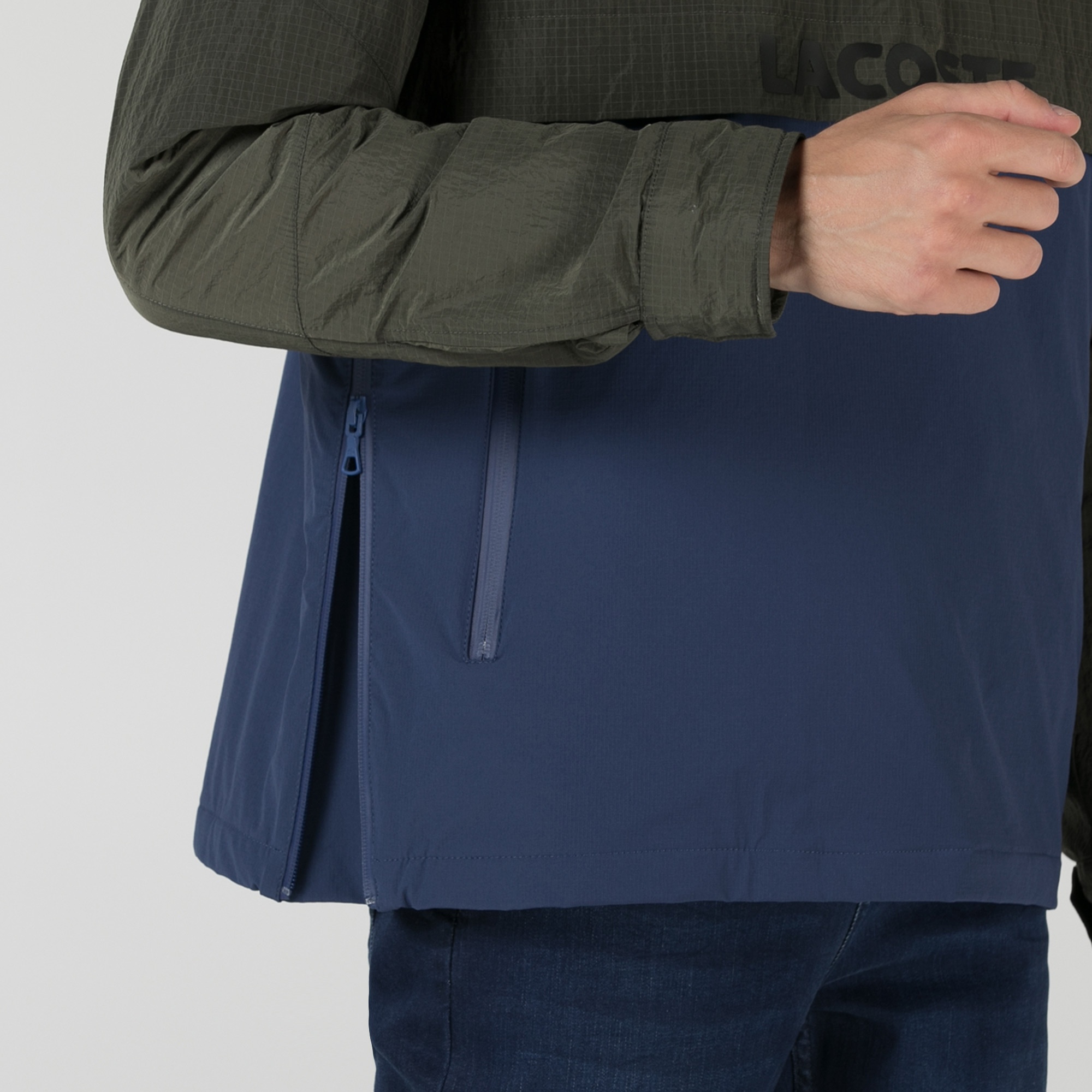 Lacoste Erkek Kapüşonlu Renk Bloklu Haki Mont