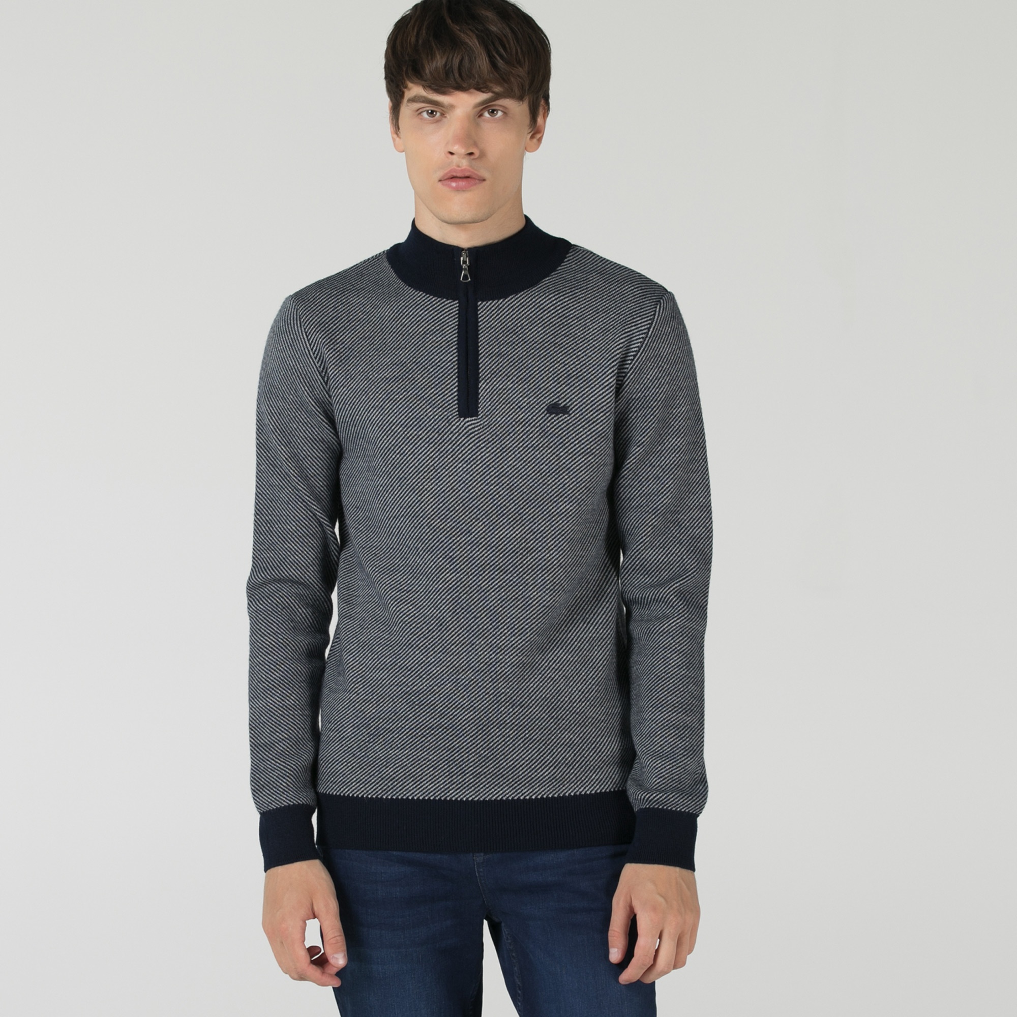 Lacoste Erkek Regular Fit Boğazlı Yaka Lacivert Kazak