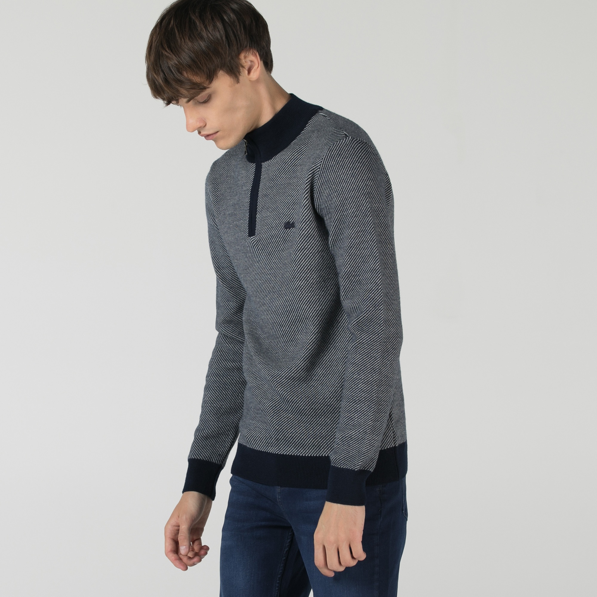 Lacoste Erkek Regular Fit Boğazlı Yaka Lacivert Kazak