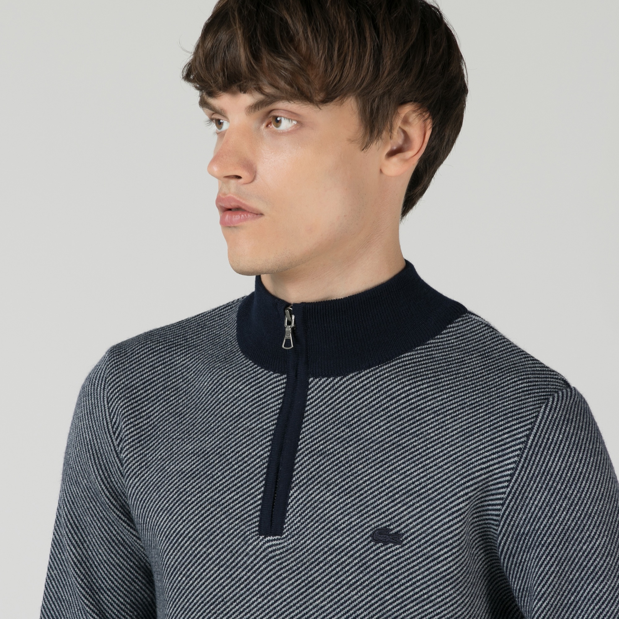 Lacoste Erkek Regular Fit Boğazlı Yaka Lacivert Kazak