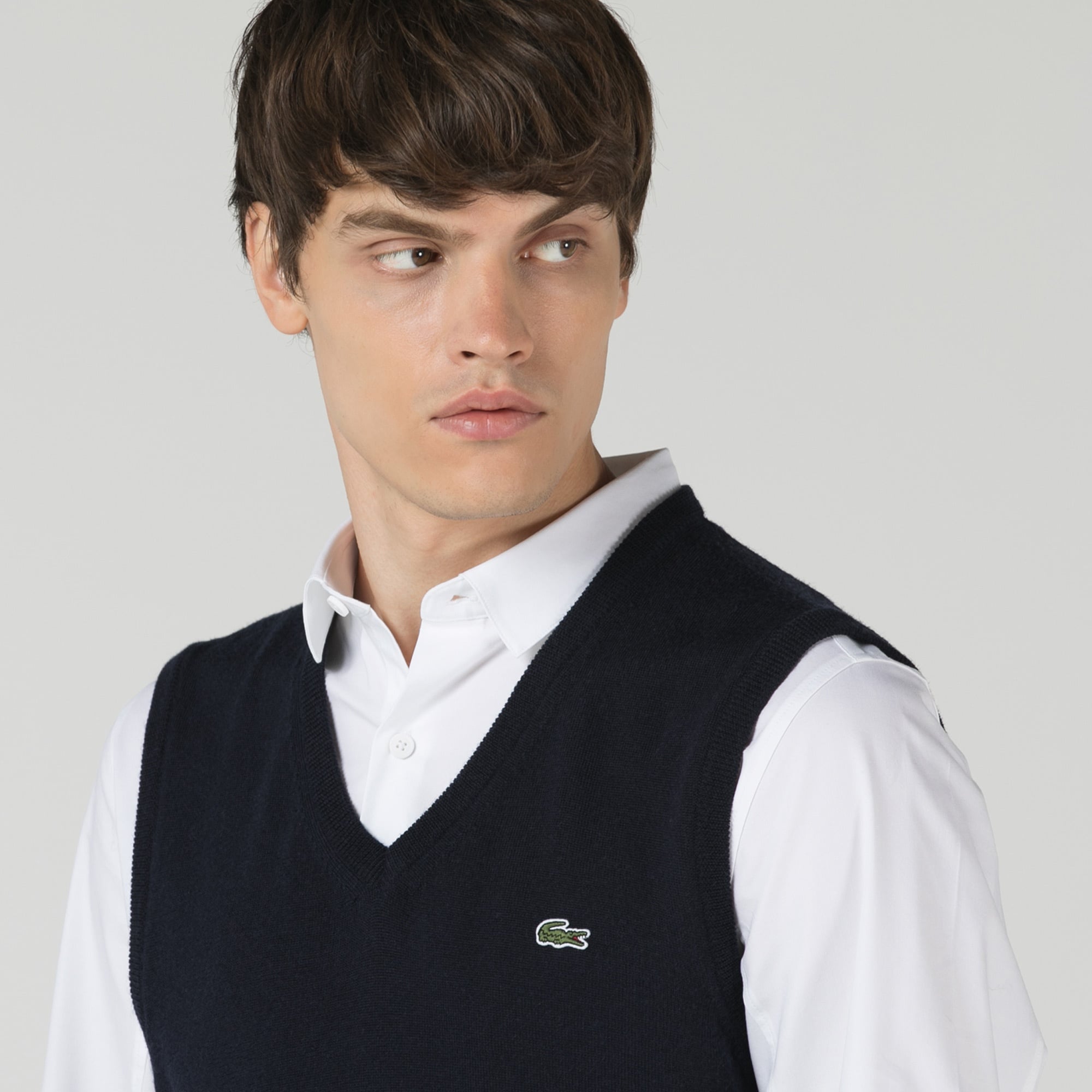 Lacoste Erkek V Yaka Yün Lacivert Süveter