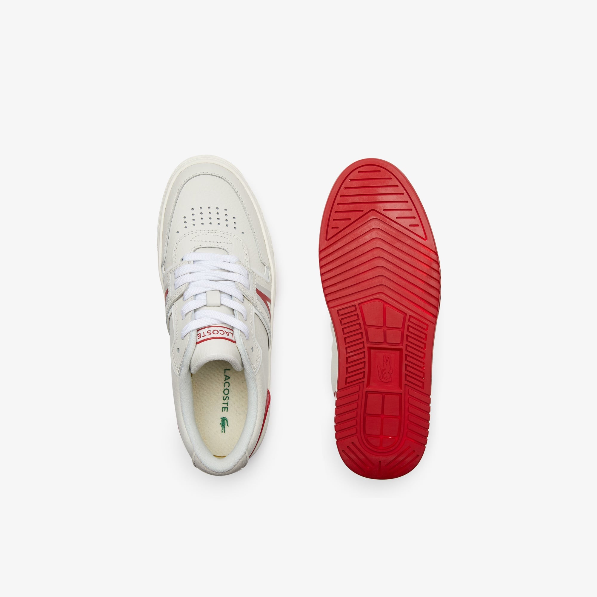 Lacoste L001 0321 1 Sfa Kadın Deri Beyaz - Kırmızı Sneaker