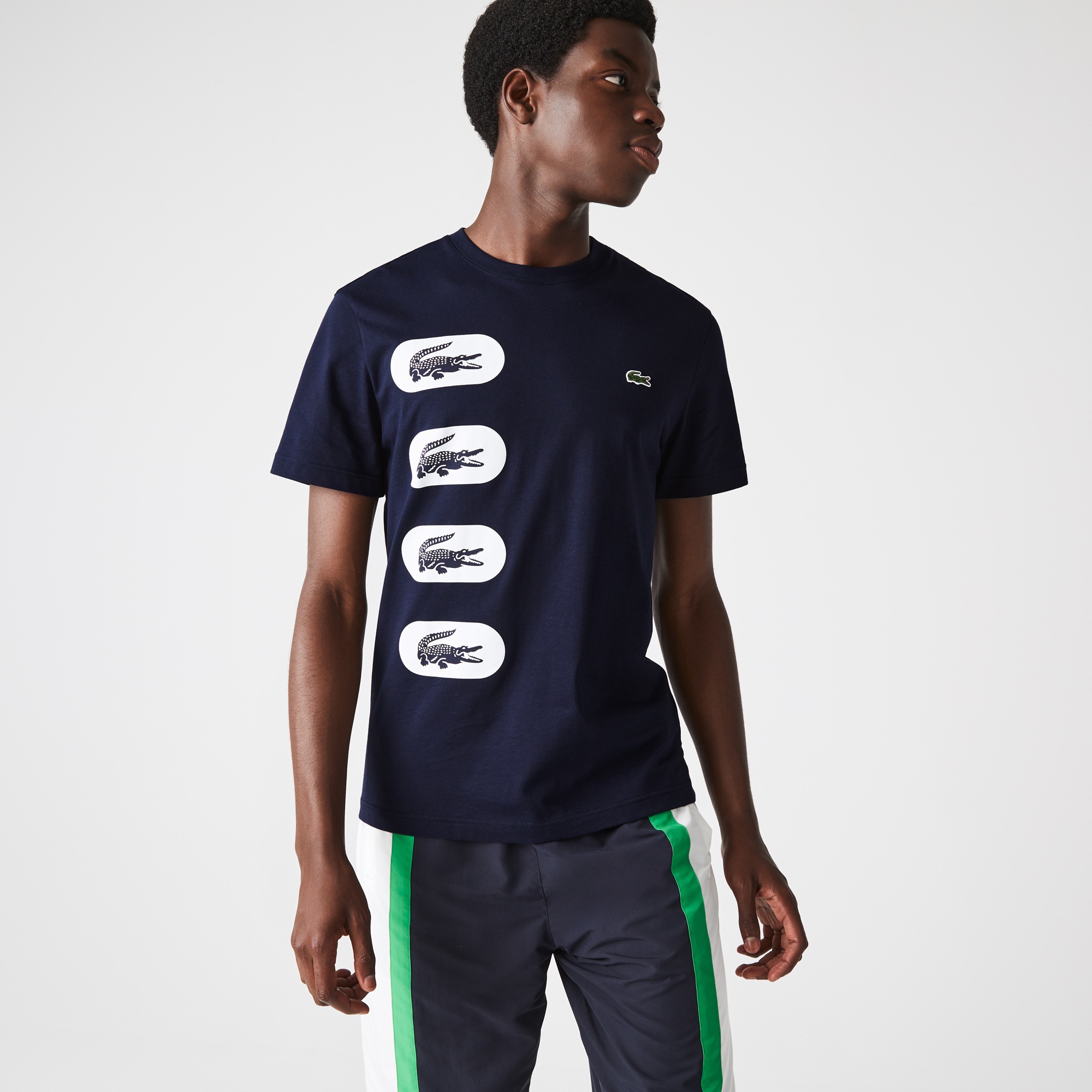 Lacoste Erkek Regular Fit Bisiklet Yaka Baskılı Lacivert T-Shirt