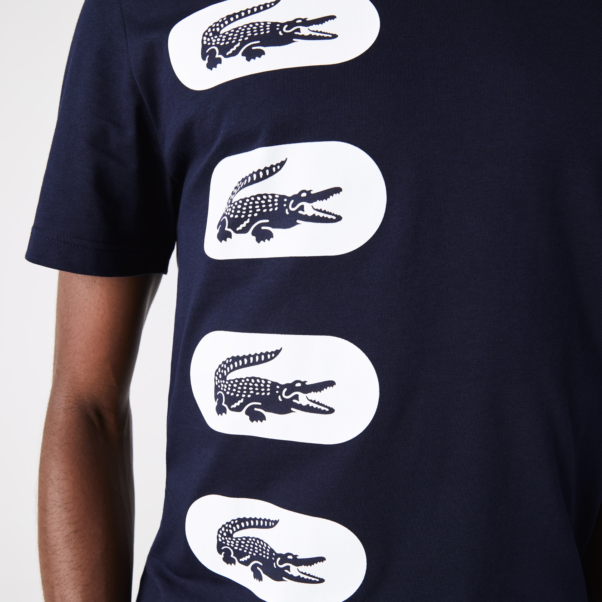 Lacoste Erkek Regular Fit Bisiklet Yaka Baskılı Lacivert T-Shirt