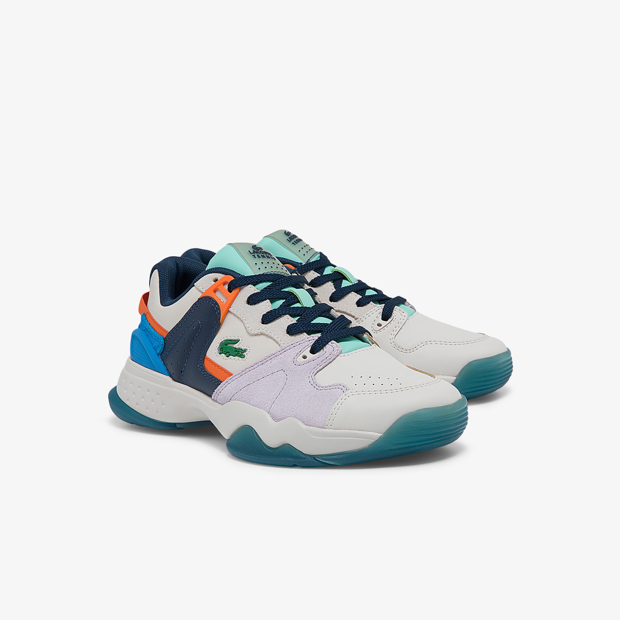 Lacoste T-Point 0121 1 Sfa Kadın Deri Beyaz - Mor Sneaker