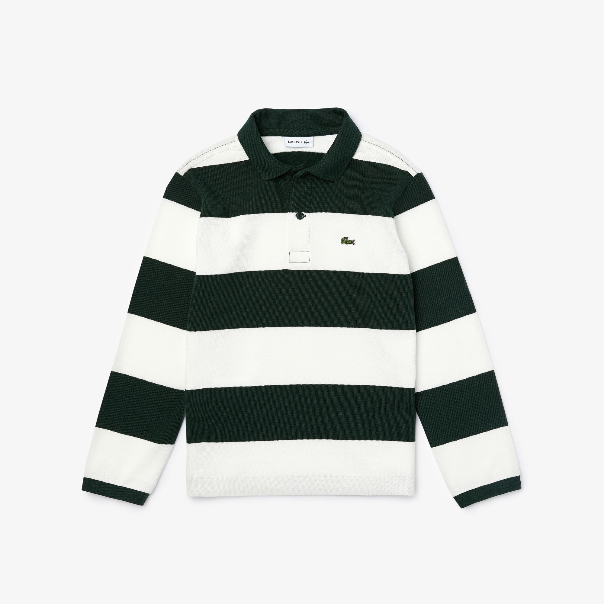 Lacoste Erkek Çocuk Regular Fit Uzun Kollu Çizgili Yeşil Polo