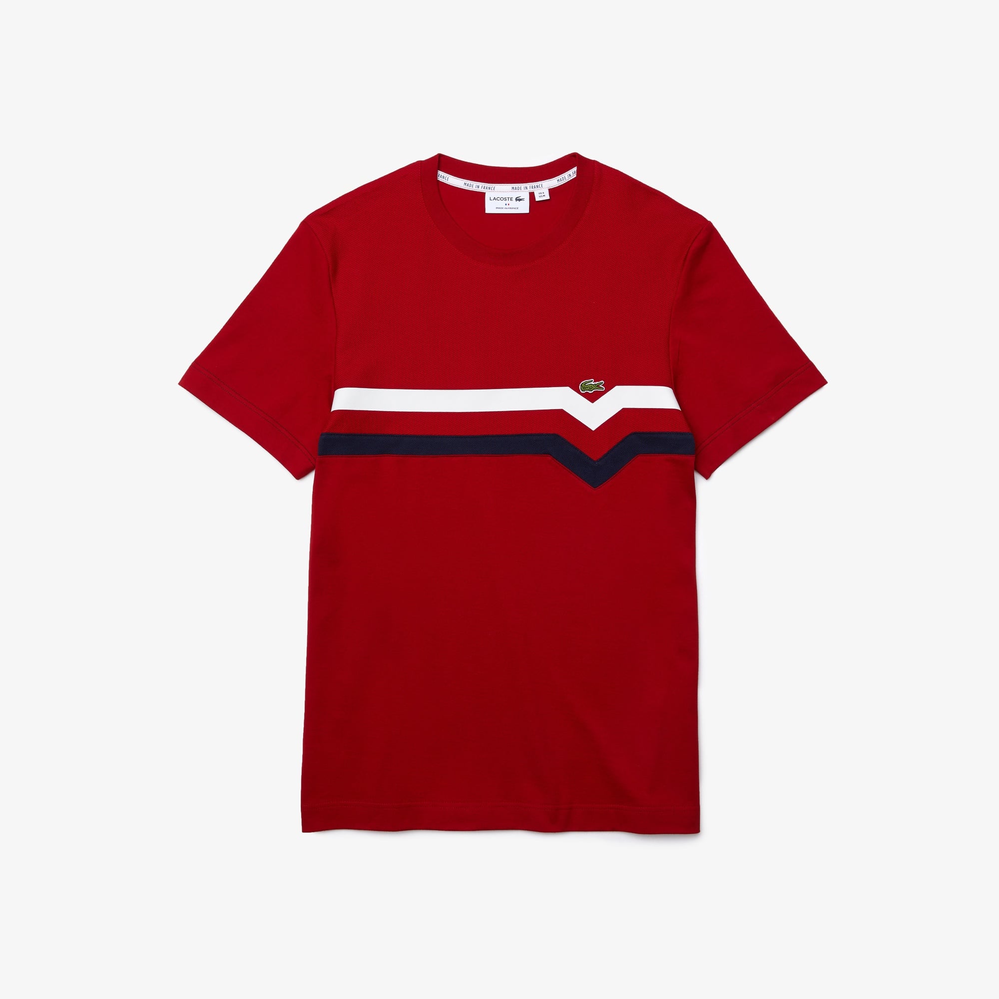 Lacoste Erkek Regular Fit Kısa Kollu Bisiklet Yaka Çizgili Kırmızı T-Shirt