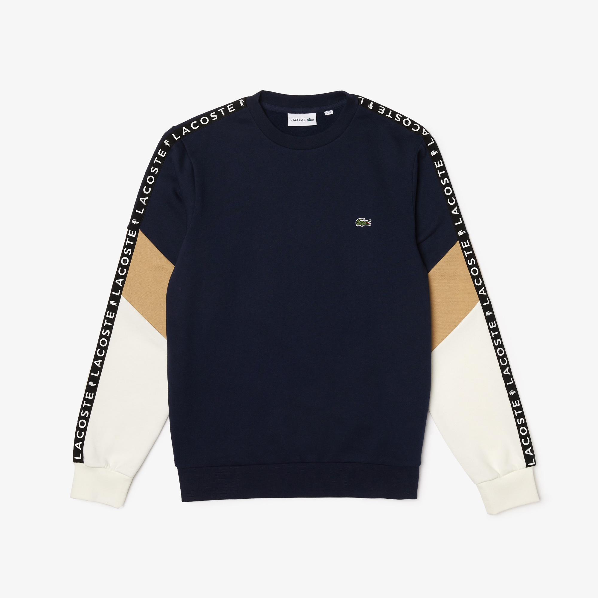 Lacoste Erkek Classic Fit Bisiklet Yaka Baskılı Renk Bloklu Lacivert Sweatshirt
