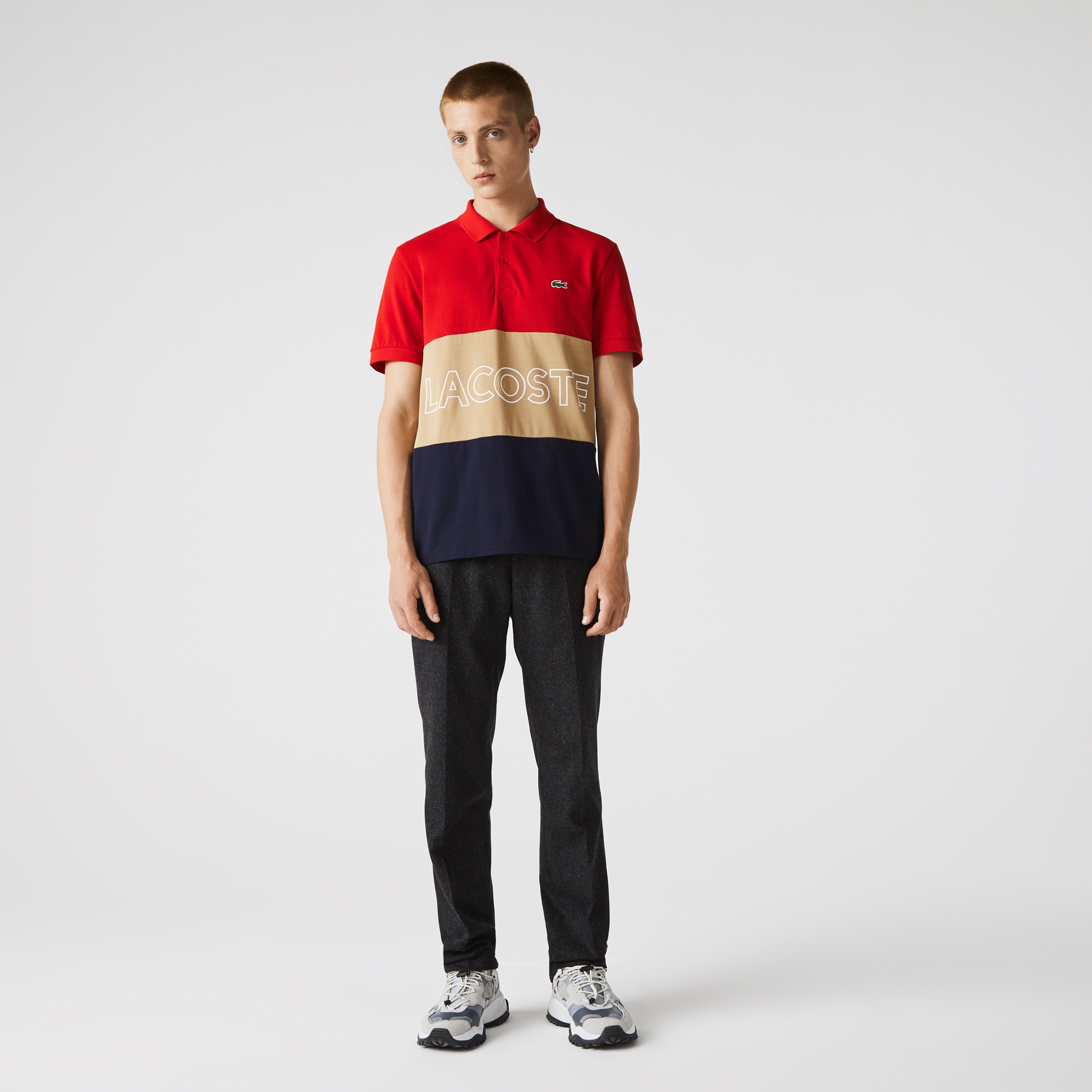 Lacoste Erkek Regular Fit Renk Bloklu Kırmızı Polo