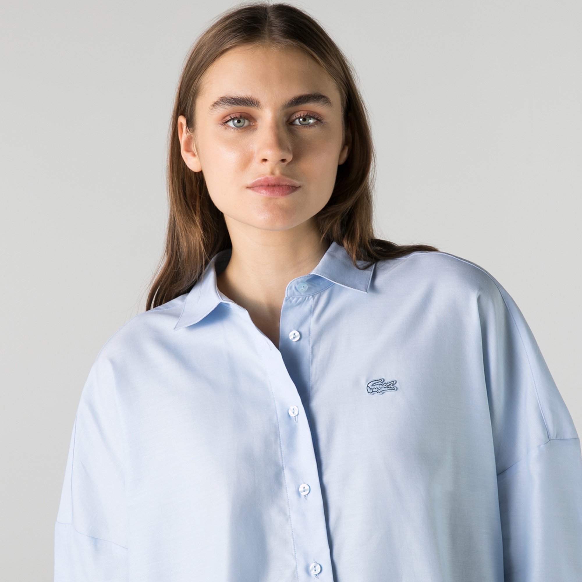 Lacoste Kadın Relaxed Fit Mavi Gömlek