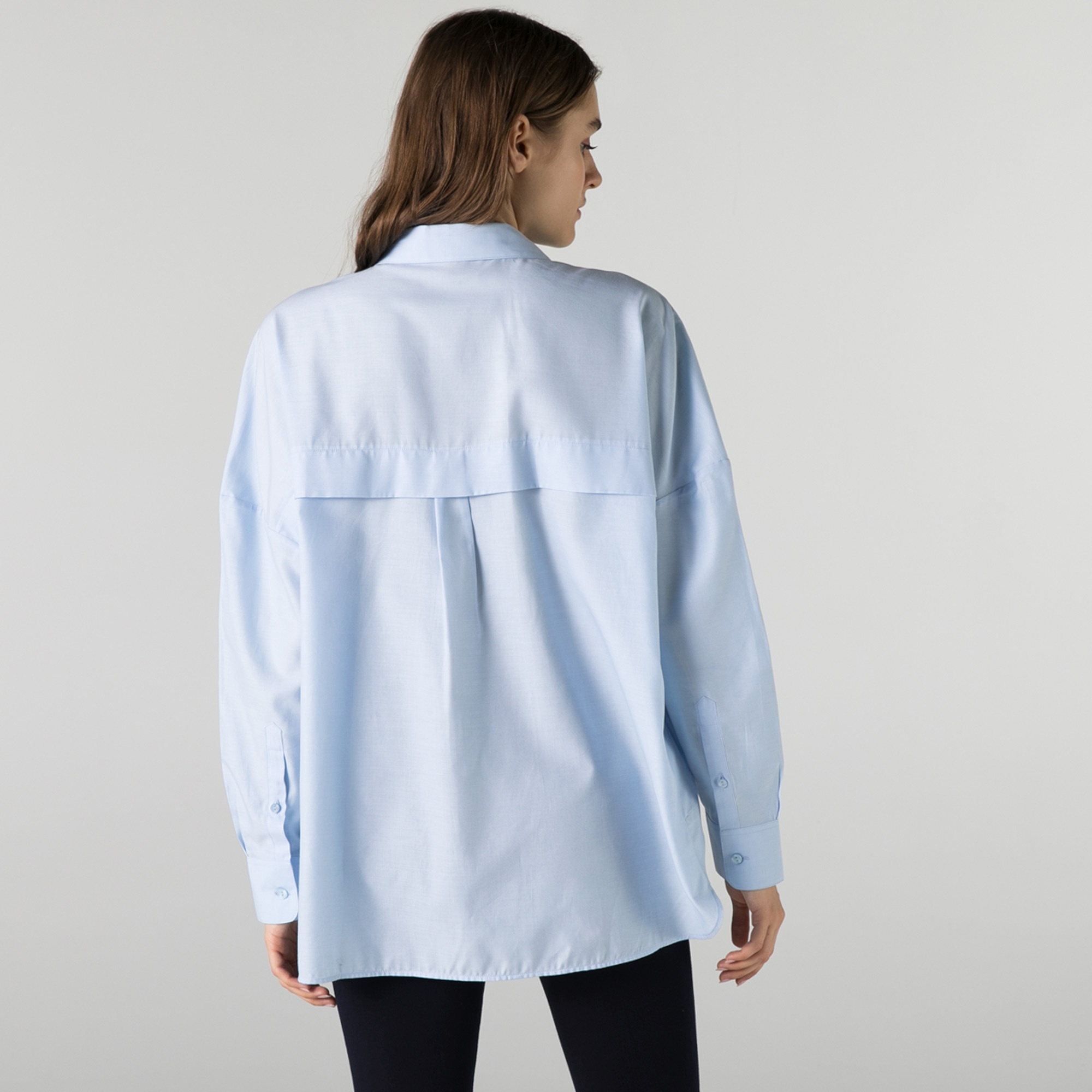 Lacoste Kadın Relaxed Fit Mavi Gömlek
