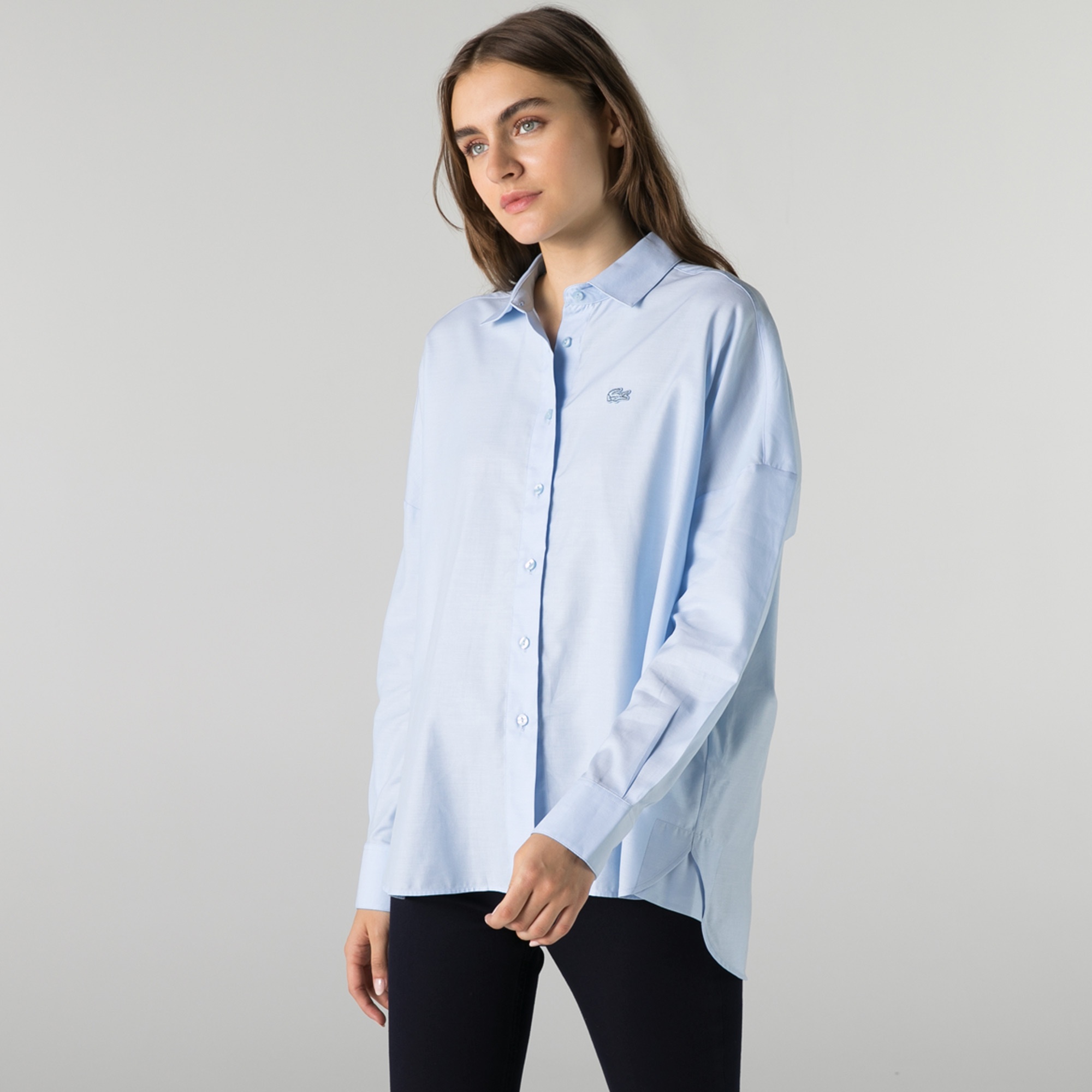 Lacoste Kadın Relaxed Fit Mavi Gömlek