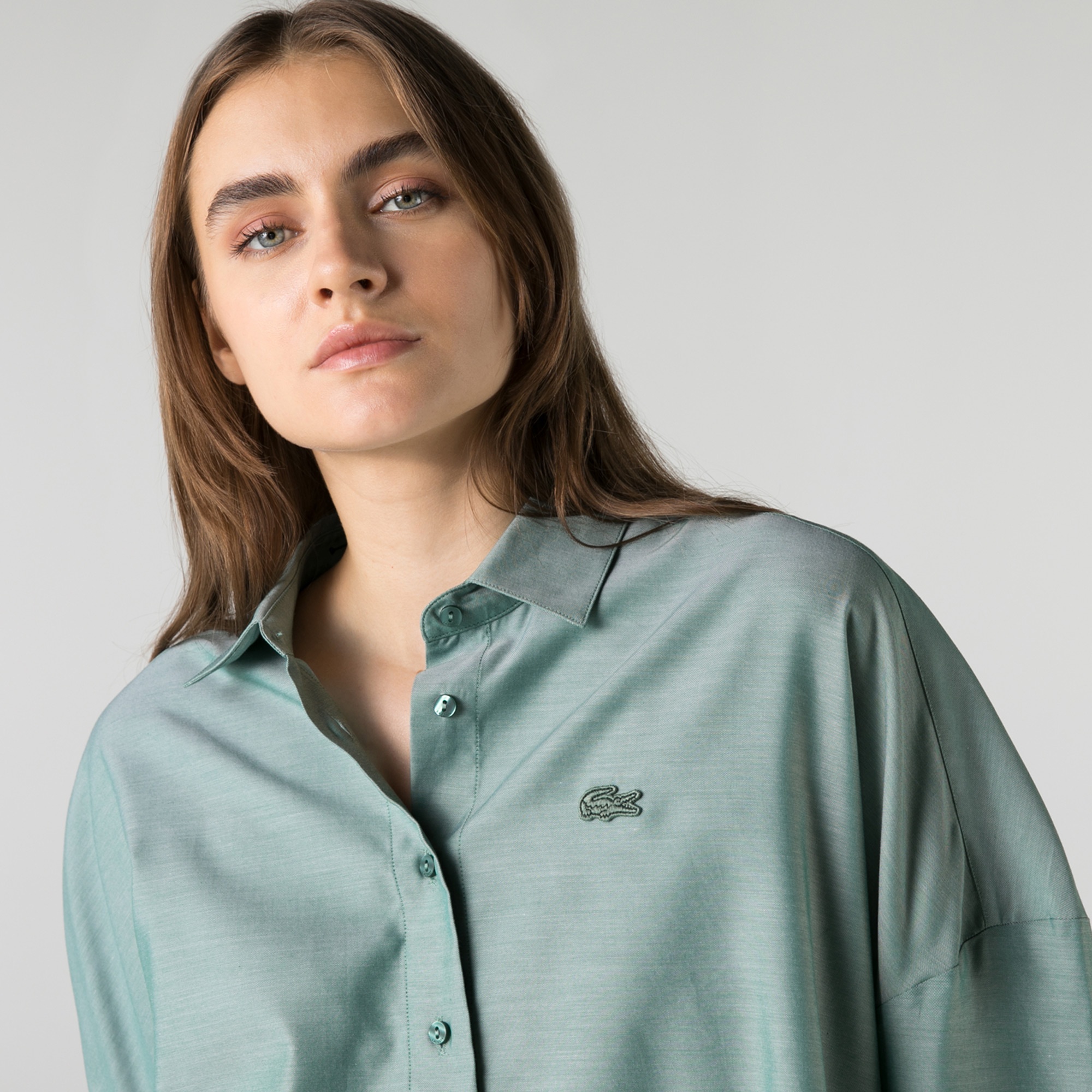 Lacoste Kadın Relaxed Fit Yeşil Gömlek
