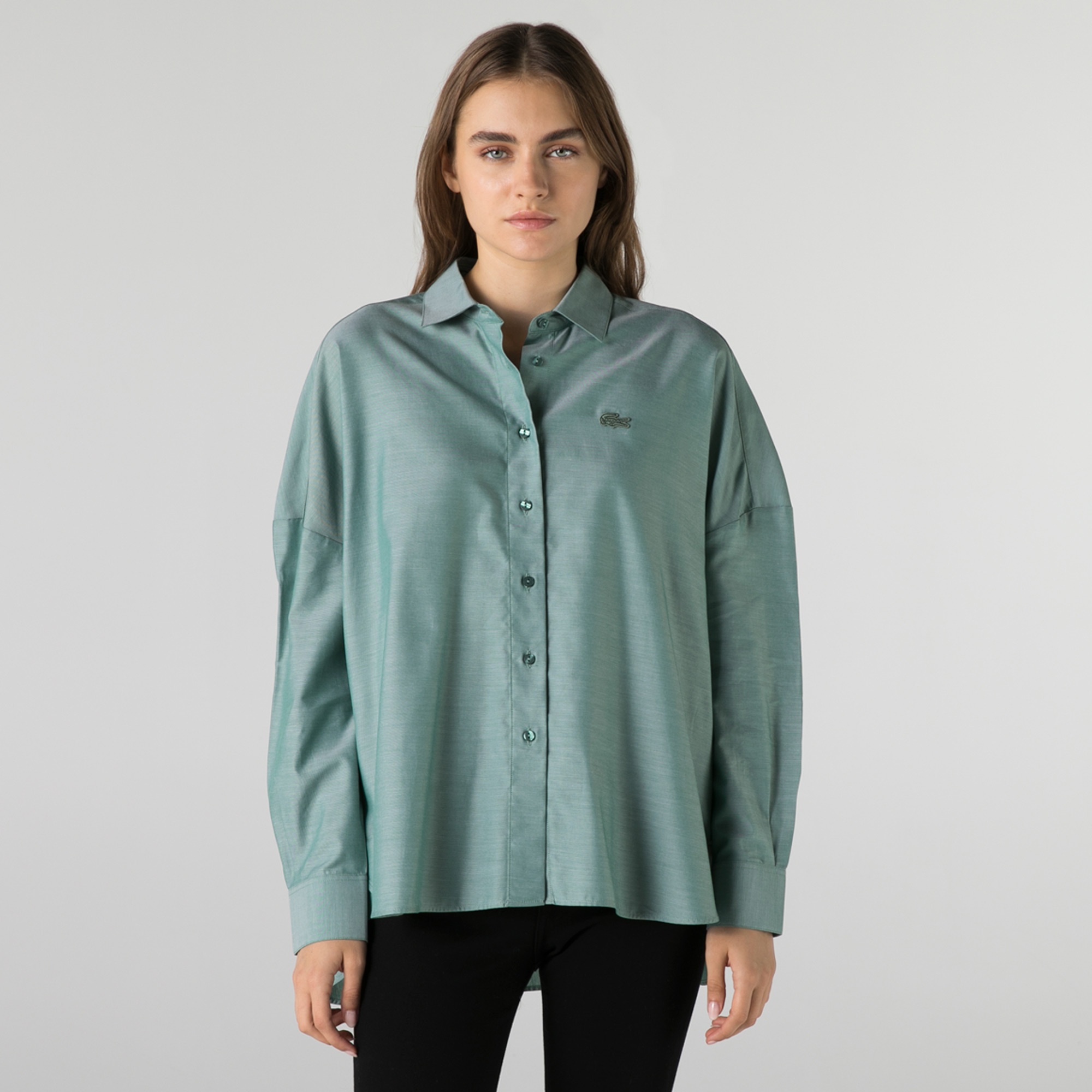 Lacoste Kadın Relaxed Fit Yeşil Gömlek