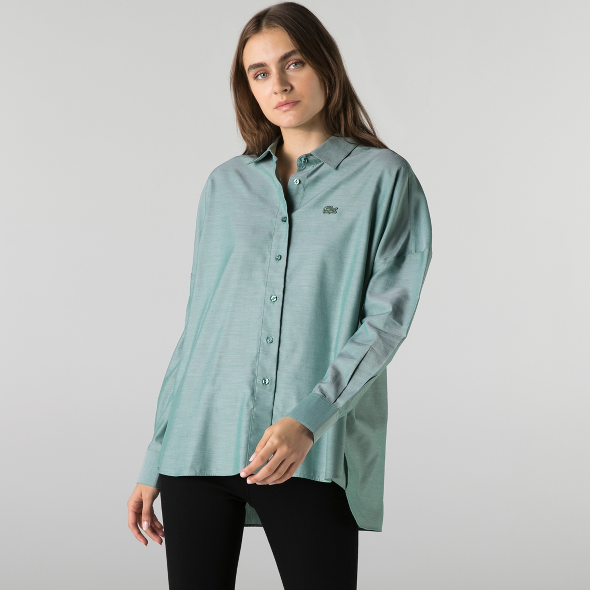 Lacoste Kadın Relaxed Fit Yeşil Gömlek