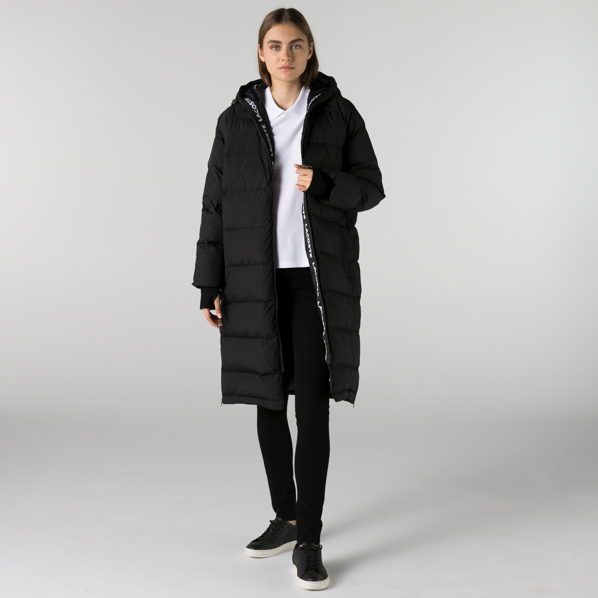 Lacoste Kadın Kapüşonlu Kapitone Siyah Mont