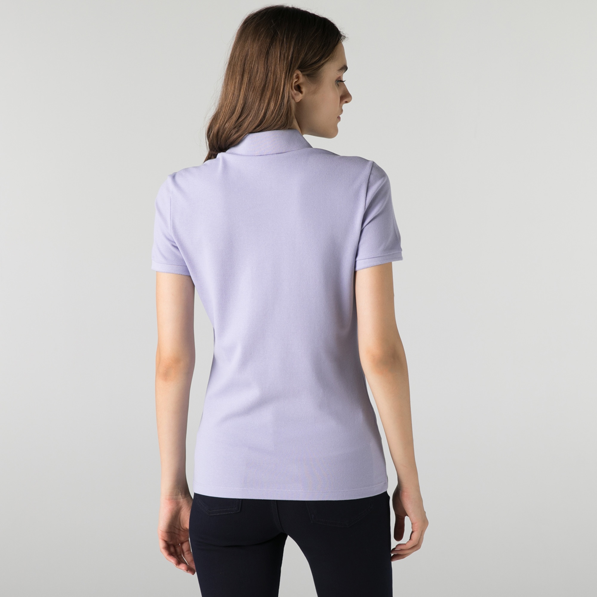 Lacoste Kadın Slim Fit Mor Polo