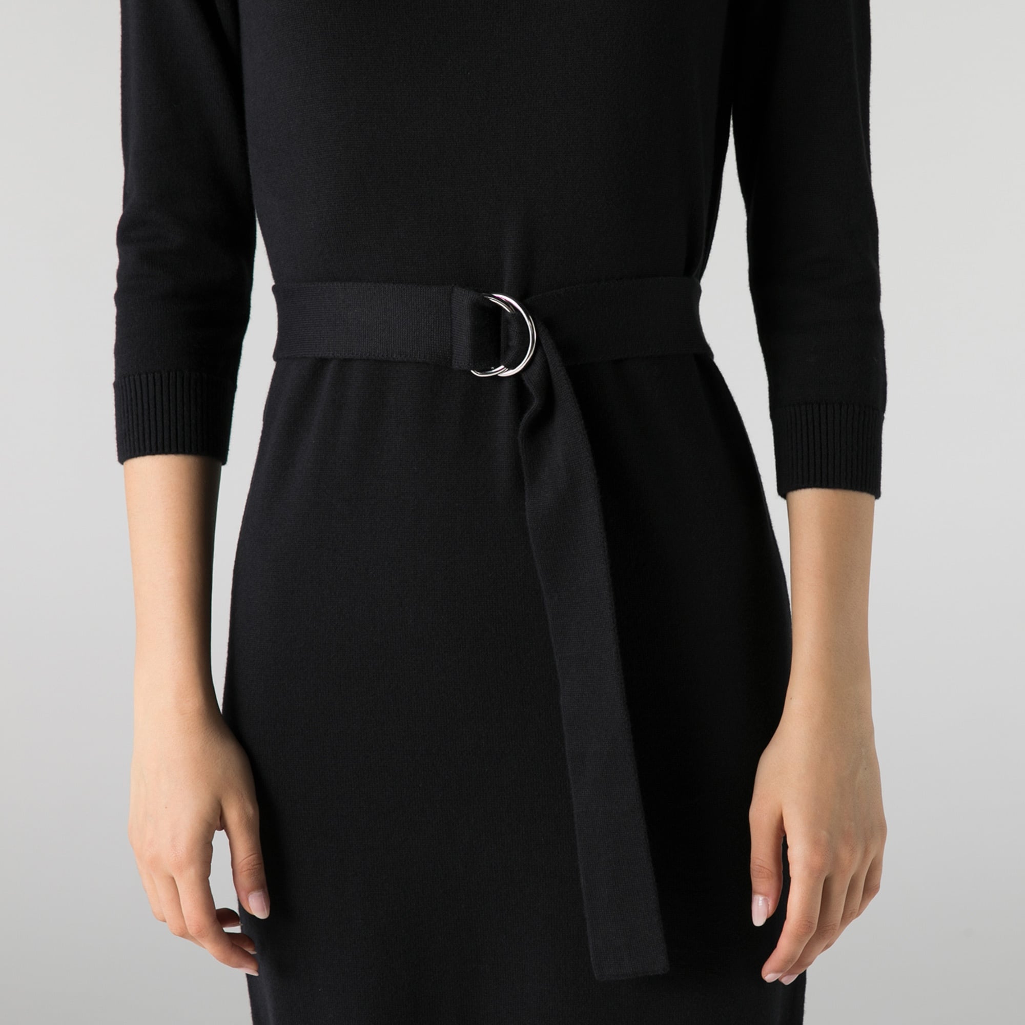 Lacoste Kadın Regular Fit Uzun Kollu Boğazlı Yaka Siyah Elbise