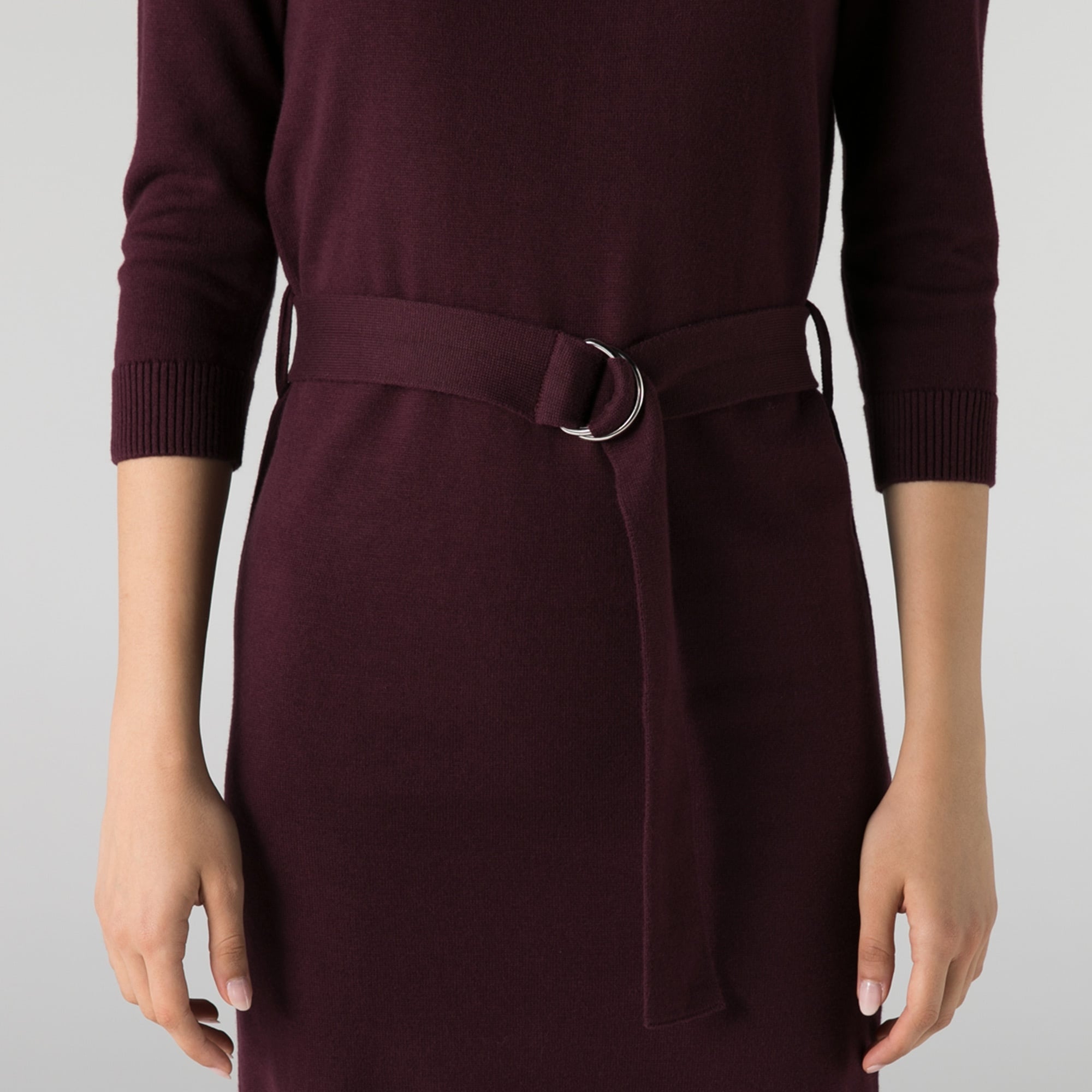 Lacoste Kadın Regular Fit Uzun Kollu Boğazlı Yaka Kahverengi Elbise