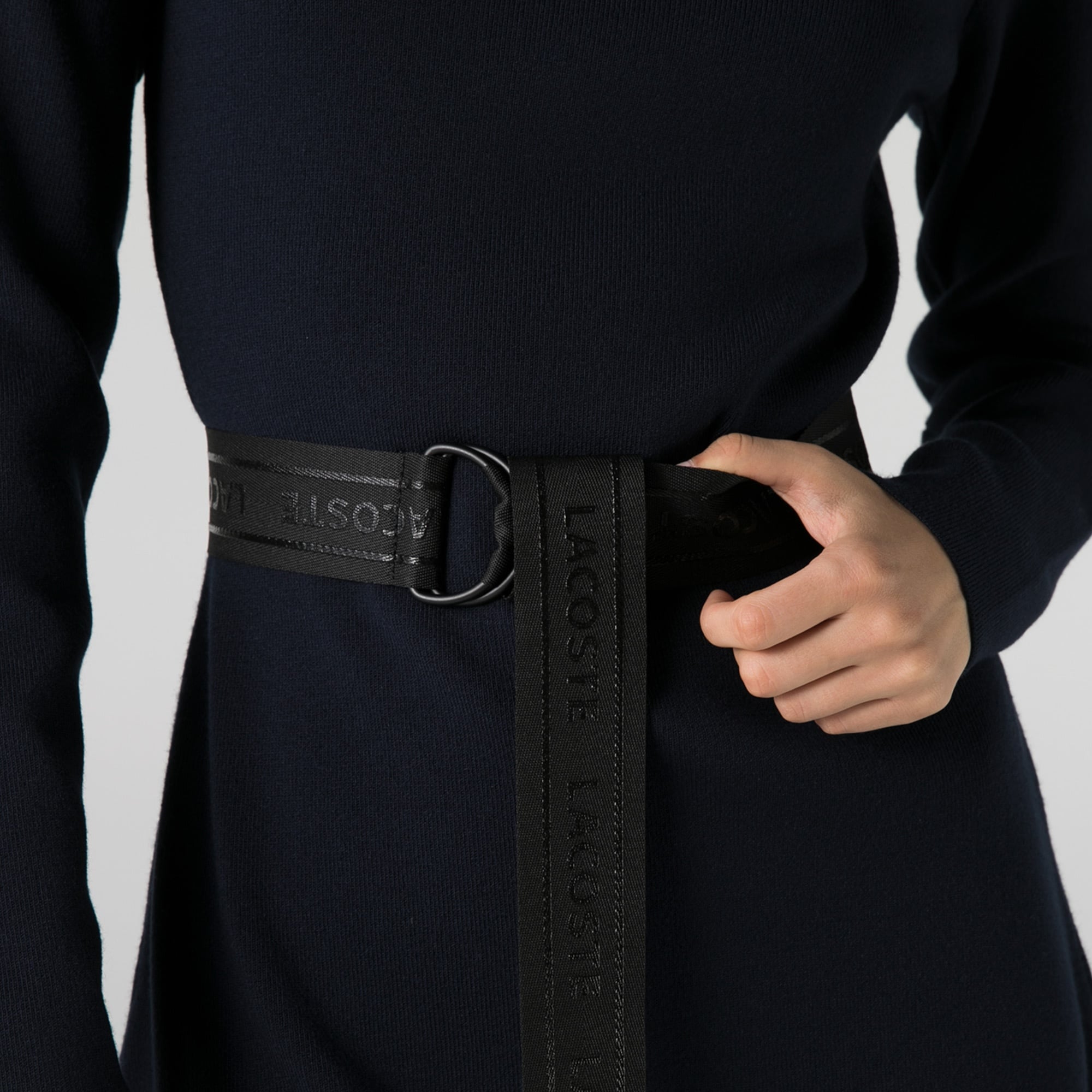 Lacoste Kadın Regular Fit Uzun Kollu Kayık Yaka Lacivert Elbise