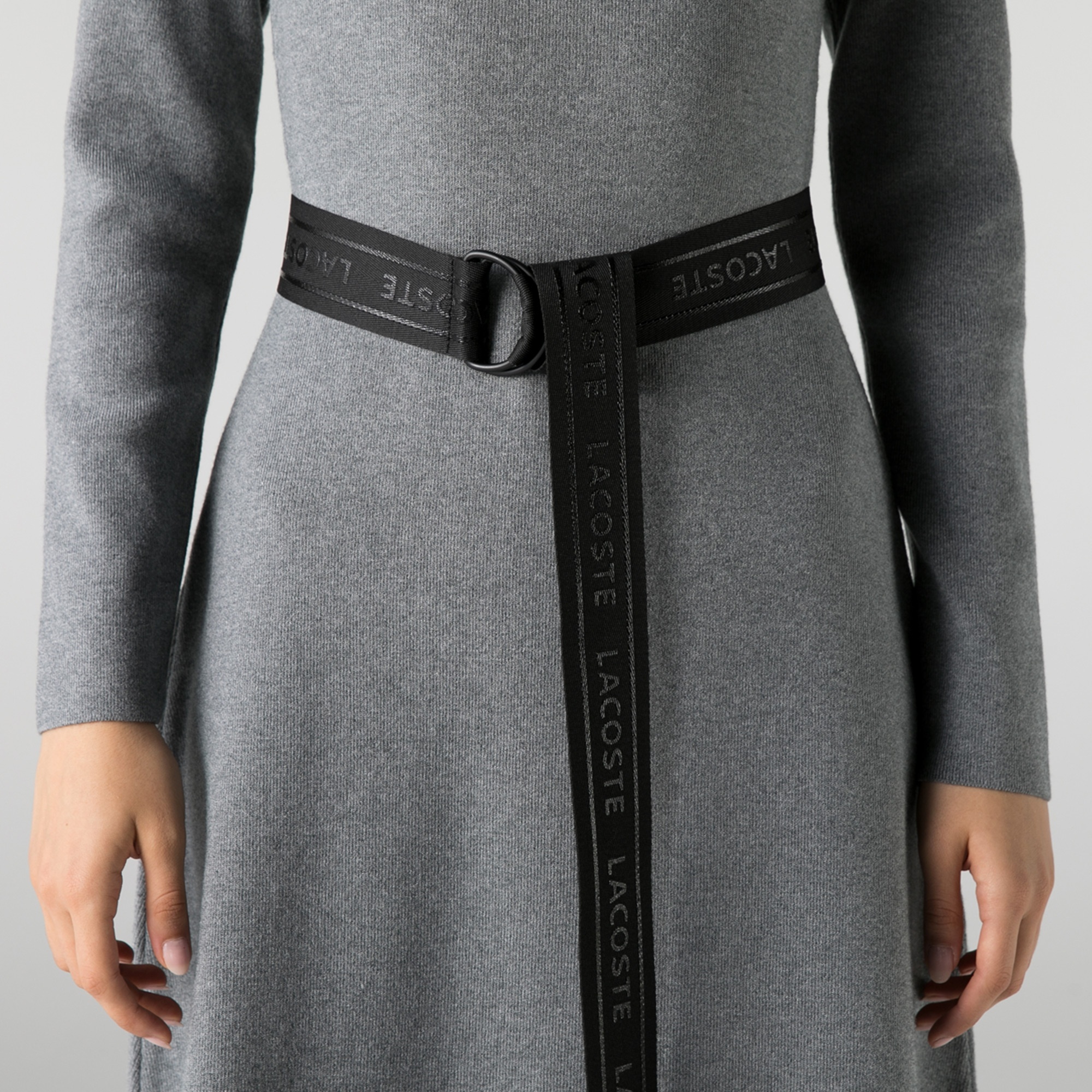 Lacoste Kadın Regular Fit Uzun Kollu Kayık Yaka Gri Elbise