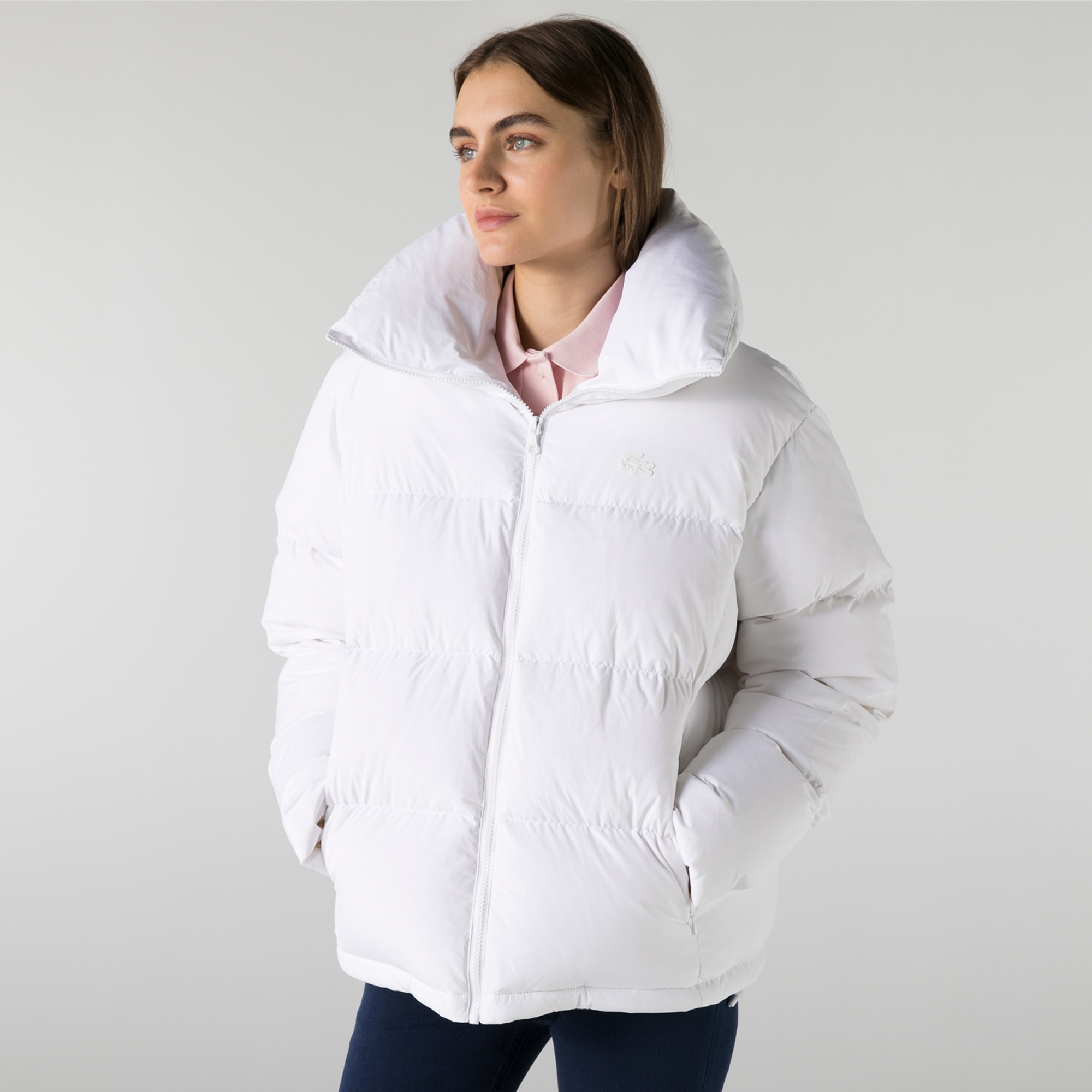 Lacoste Kadın Kapitone Beyaz Mont