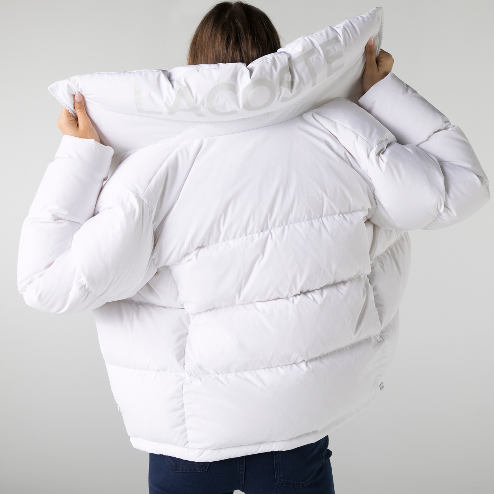 Lacoste Kadın Kapitone Beyaz Mont