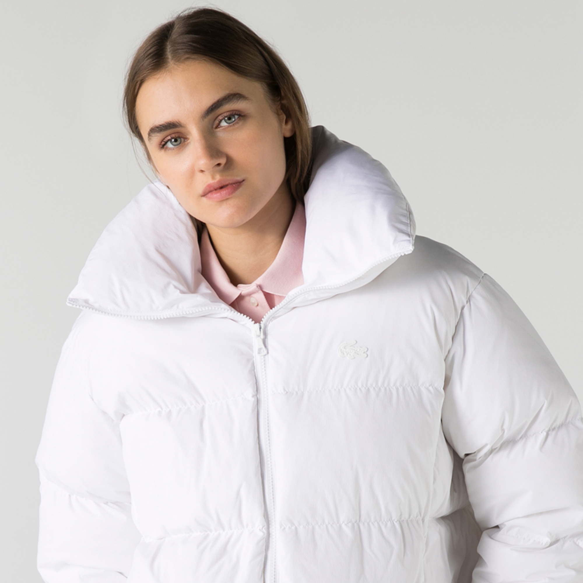 Lacoste Kadın Kapitone Beyaz Mont