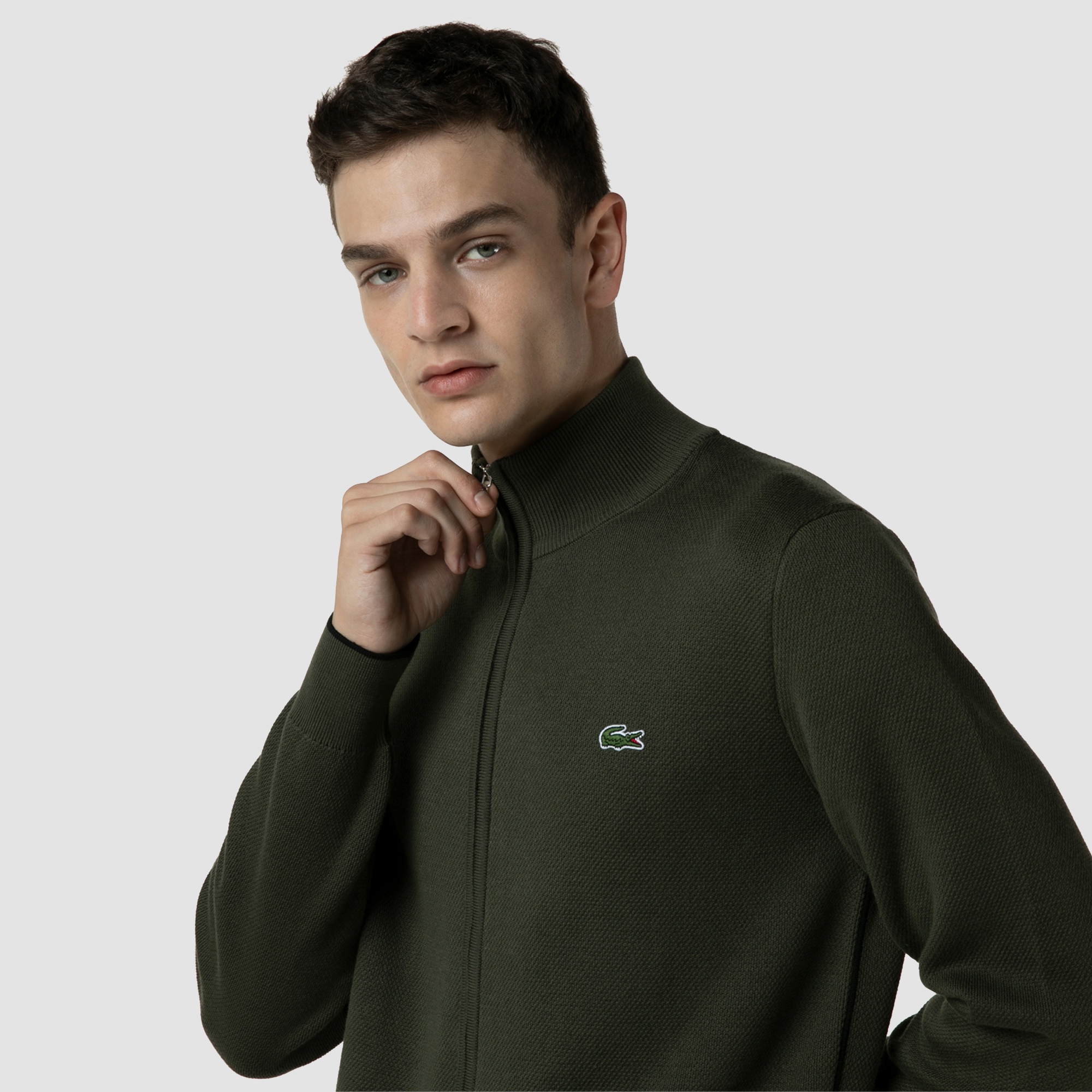 Lacoste Erkek Fermuarlı Haki Hırka