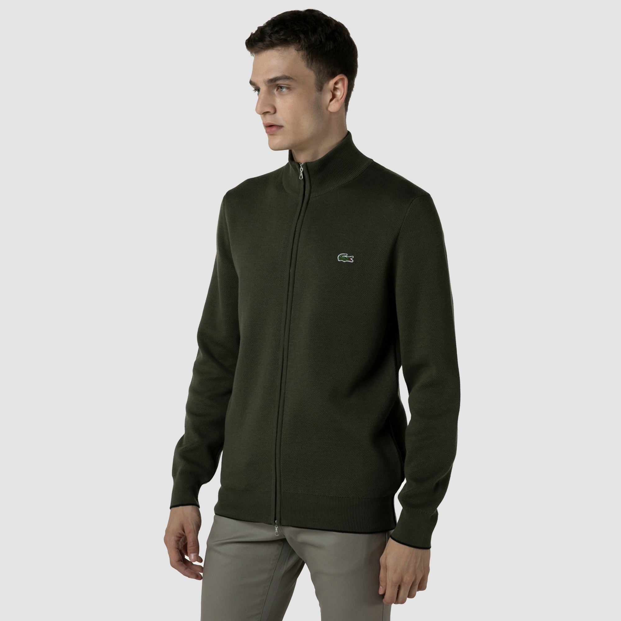 Lacoste Erkek Fermuarlı Haki Hırka